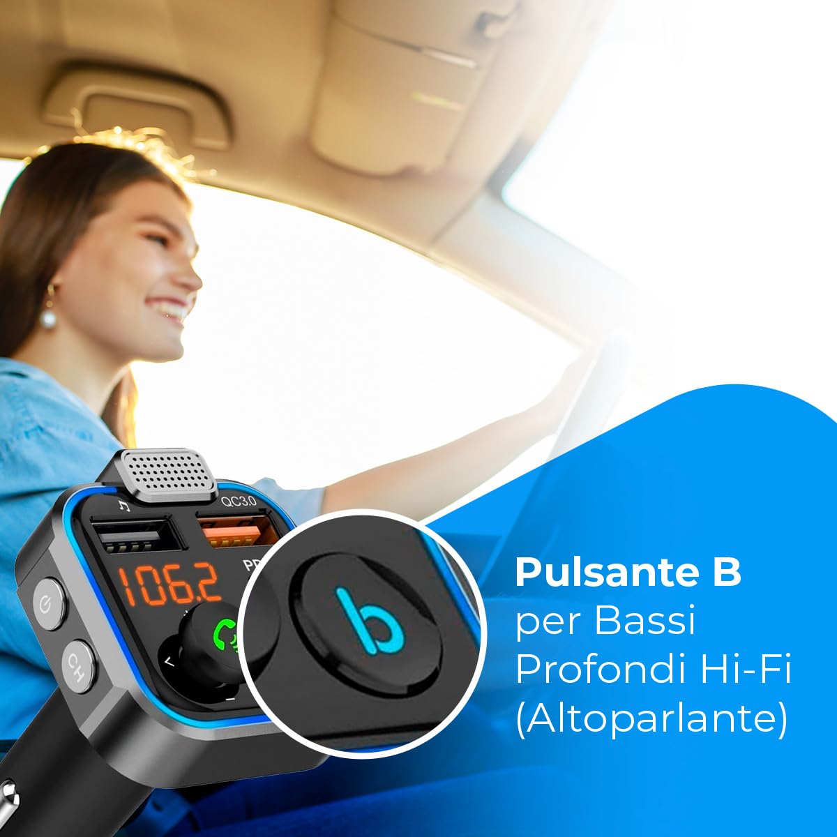 NK Trasmettitore FM Auto Bluetooth 5.0 PD 20W QC3.0