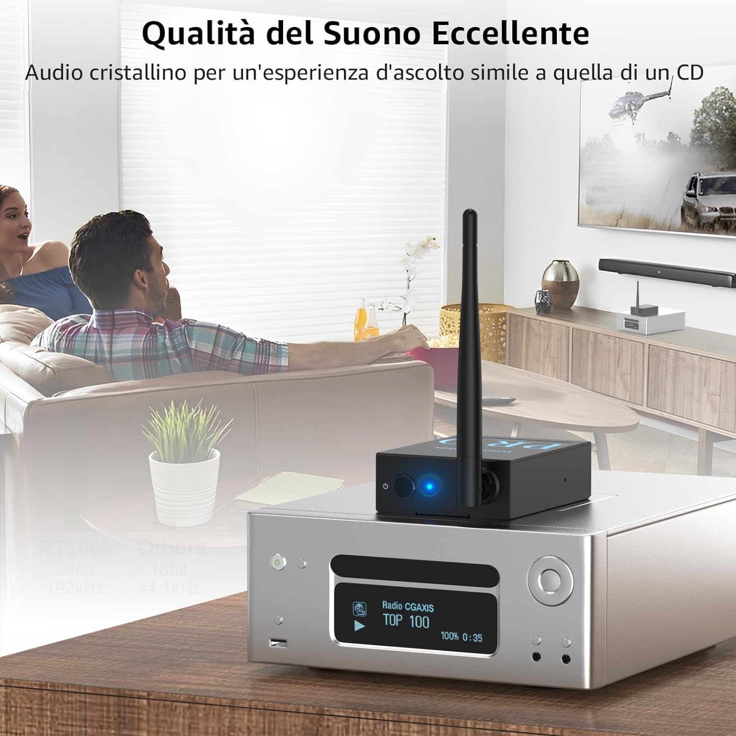 1Mii Set Audio Wireless 2.4G 1TX+2RX 100m RCA