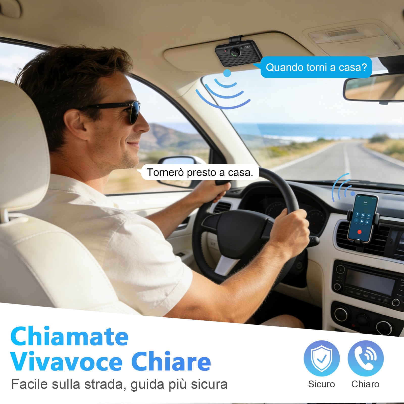 1Mii CarEcho MK02 Vivavoce Auto Bluetooth 5W 35 Ore