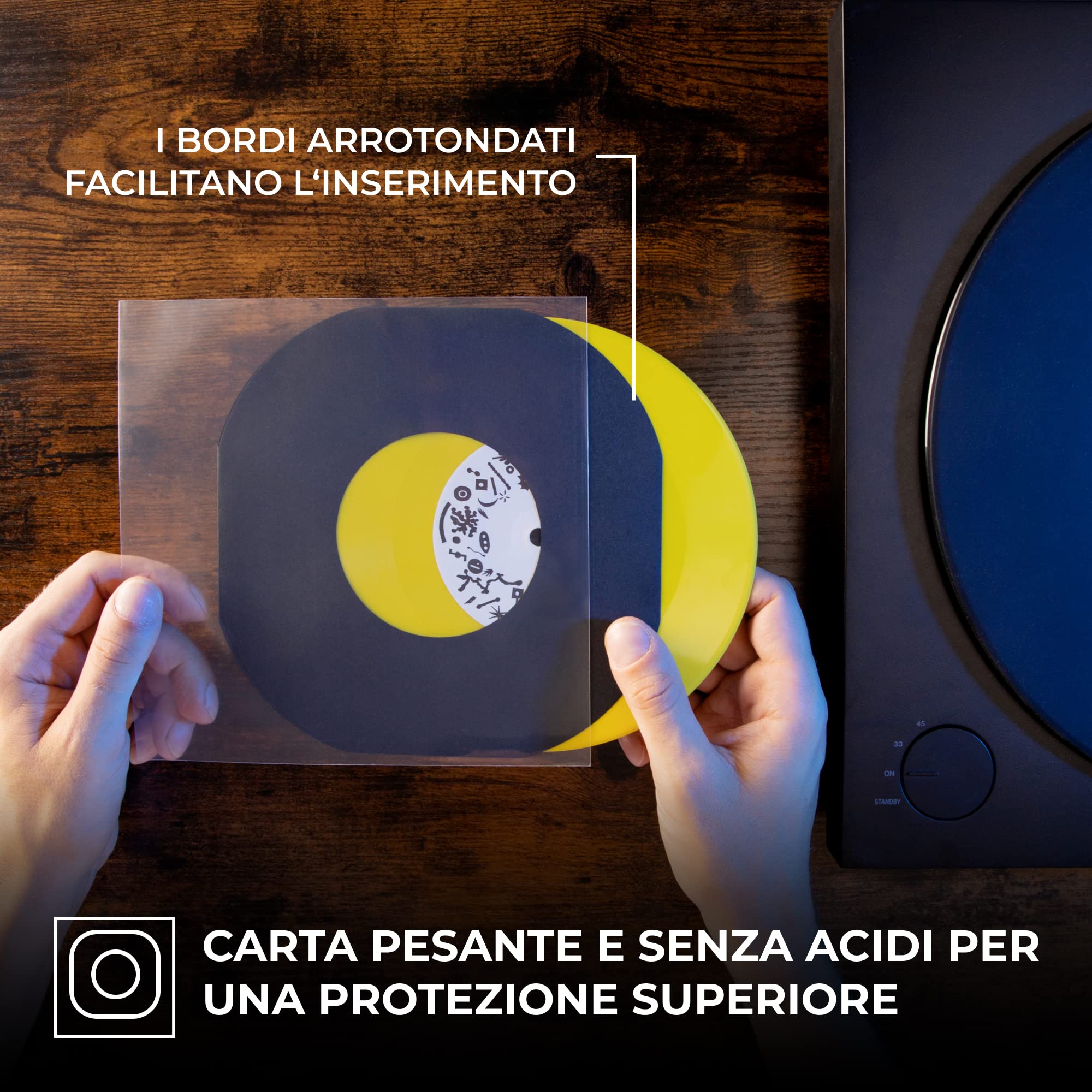 Big Fudge Record Jackets buste interne 7" 50x nere carta senza acidi