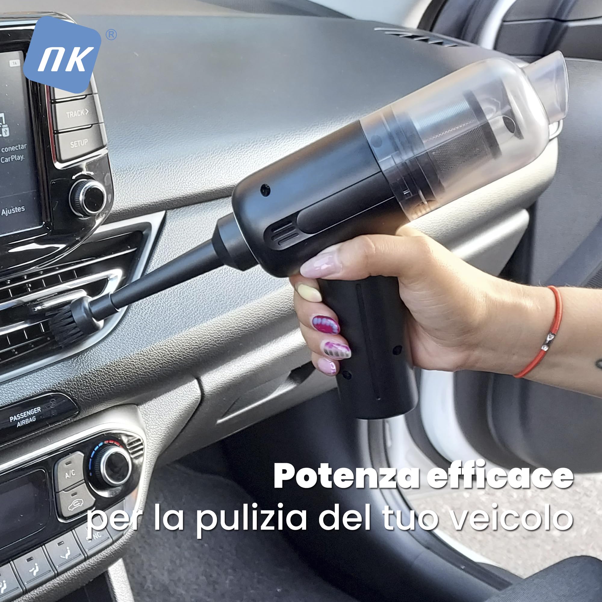 NK Aspirapolvere Portatile Senza Fili 3in1 HEPA Auto