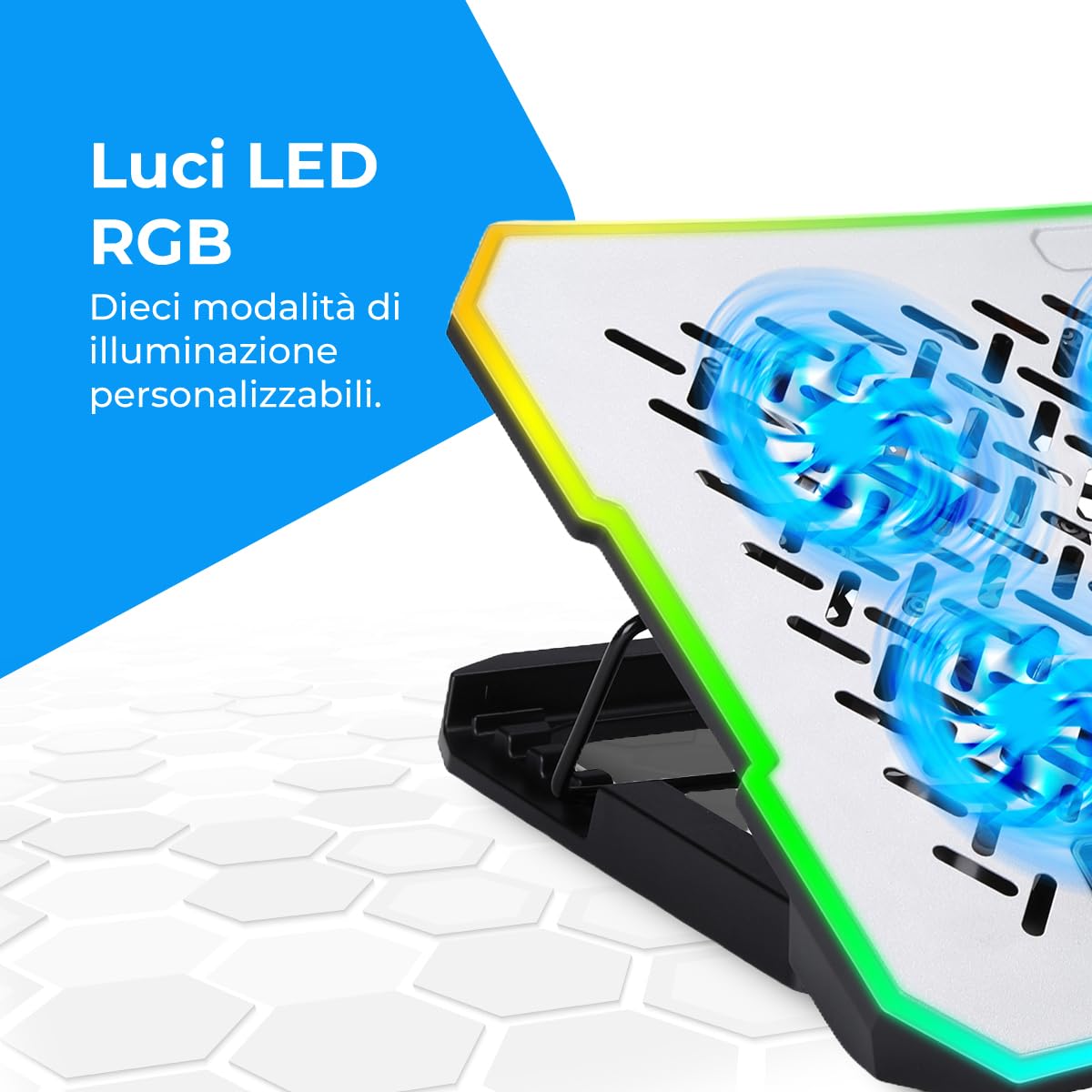 NK PC e Giochi Base Raffreddamento 17" 6 Ventole RGB Bianca
