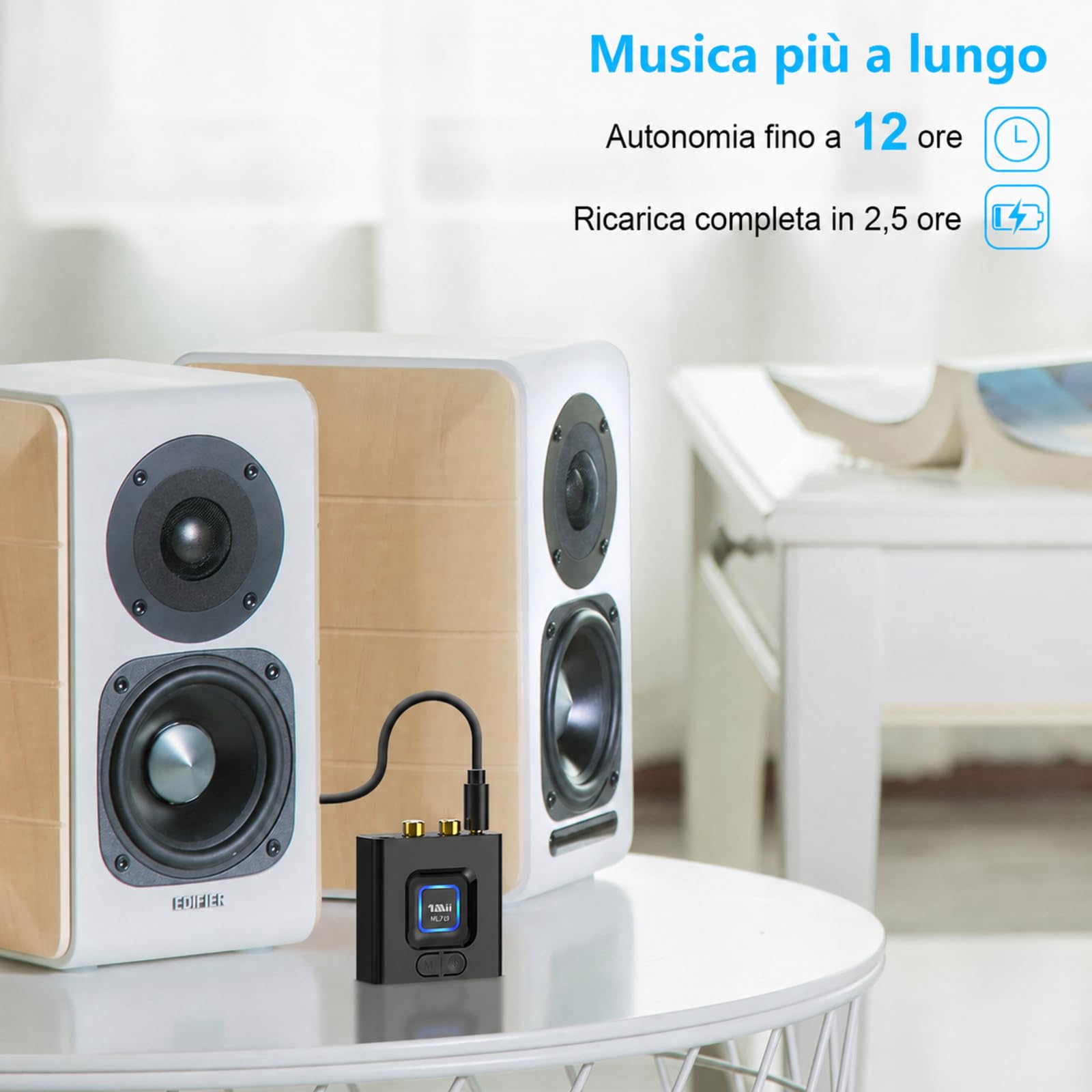 1Mii ML201 Ricevitore Bluetooth 6.0 AUX RCA 12 Ore