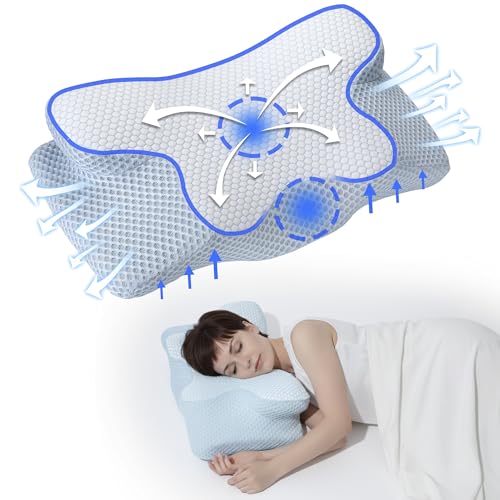 NK Cuscino Cervicale Memory 50D 60x34 Blu Bianco