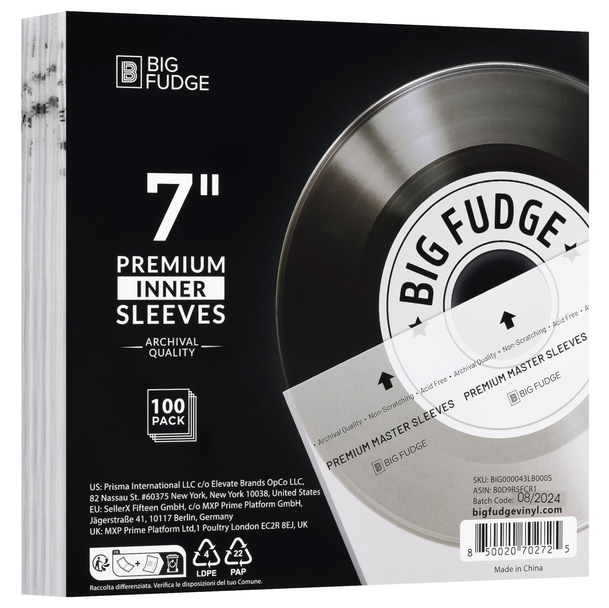 Big Fudge Inner Sleeves Premium Master 7 Pollici 50 Pezzi