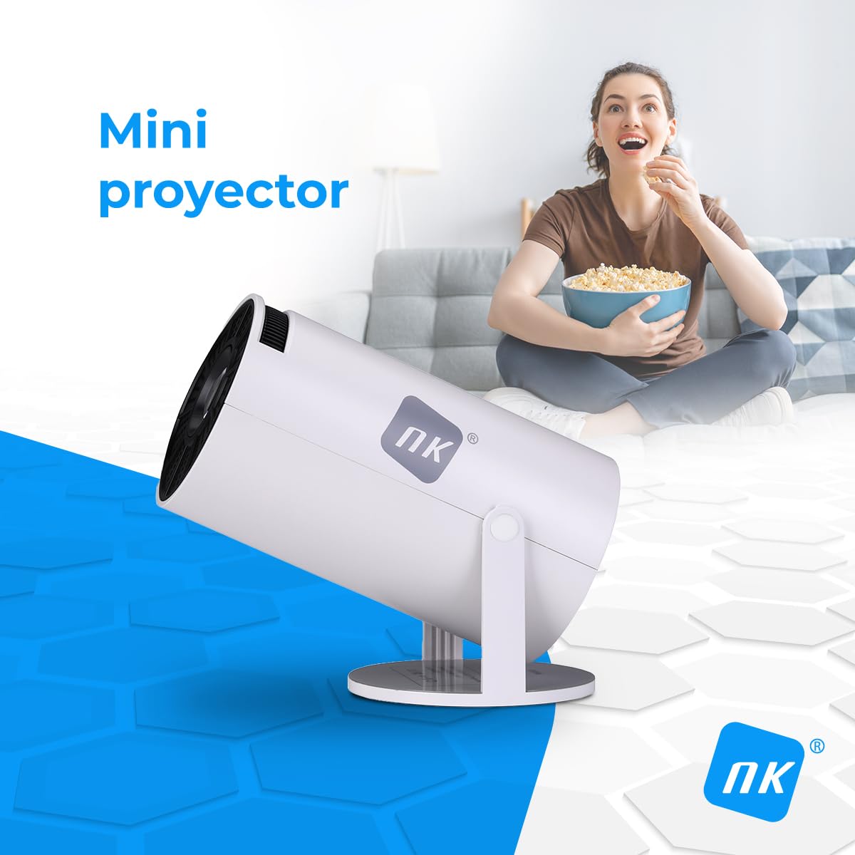 NK Mini Proiettore Portatile Full HD 1080P 4K WiFi 180°