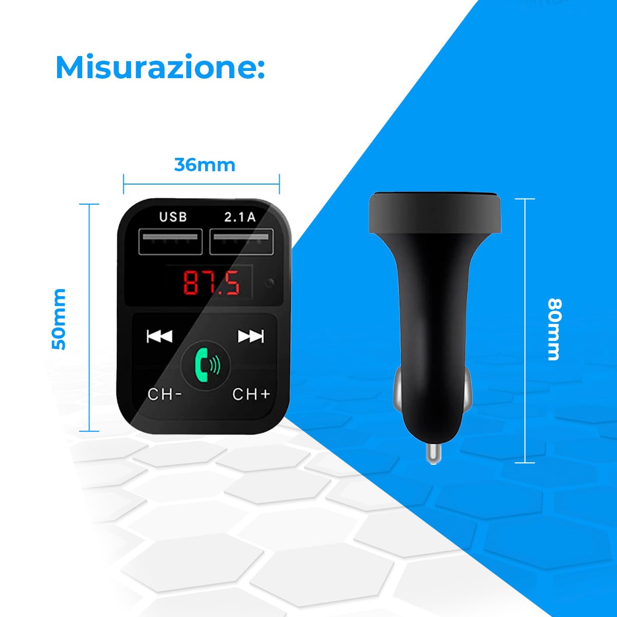 NK Automobile Trasmettitore FM Bluetooth Auto Doppia USB