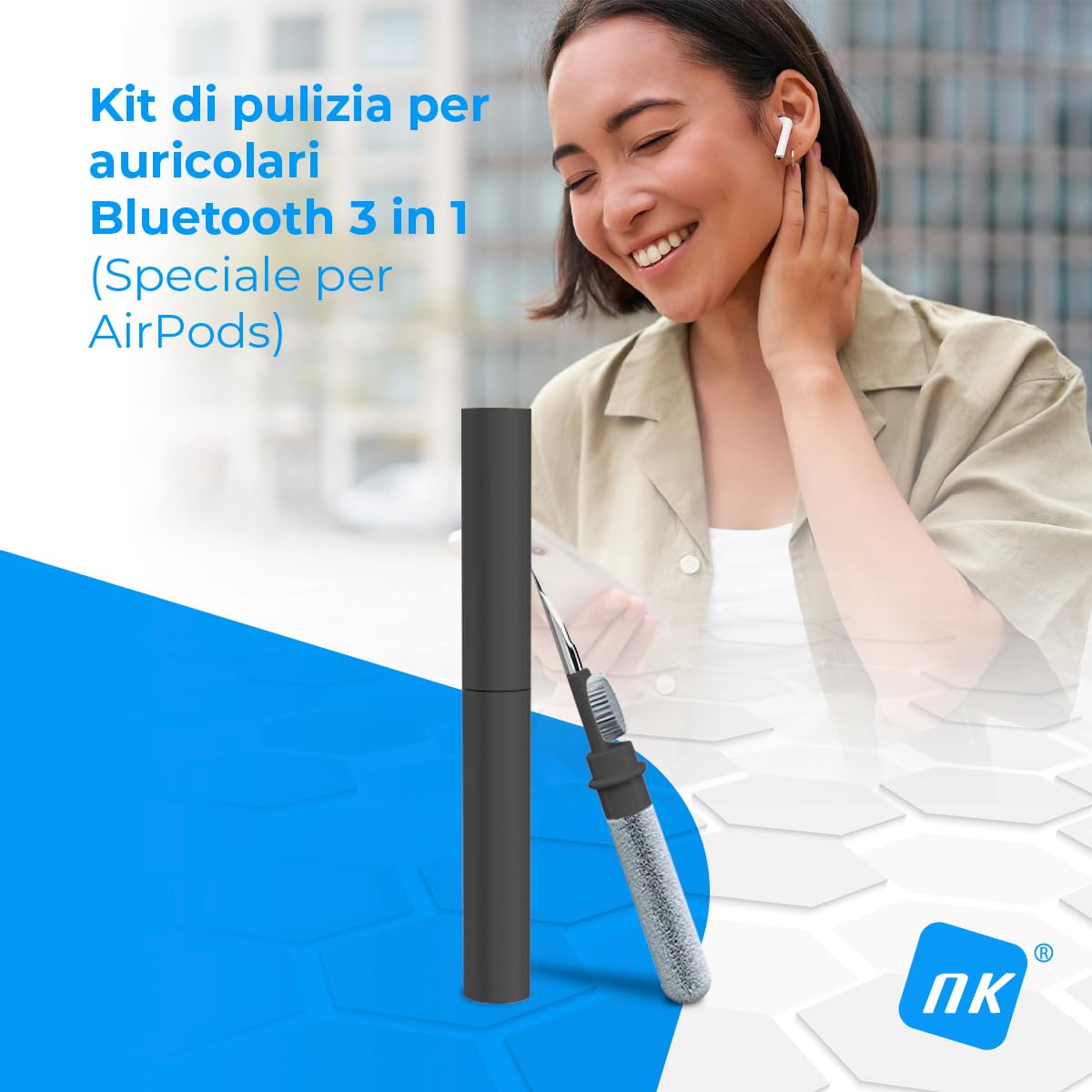 NK kit pulizia AirPods 3 in 1 penna con spazzola per auricolari