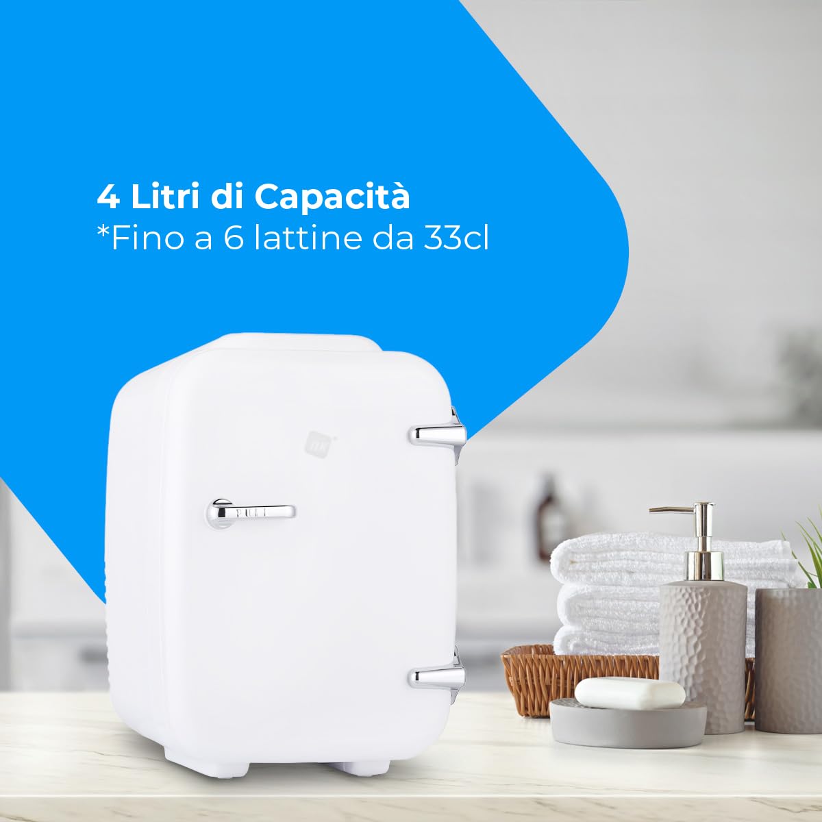 NK Casa e Cucina Mini Frigorifero Portatile 4L Bianco Caldo-Freddo