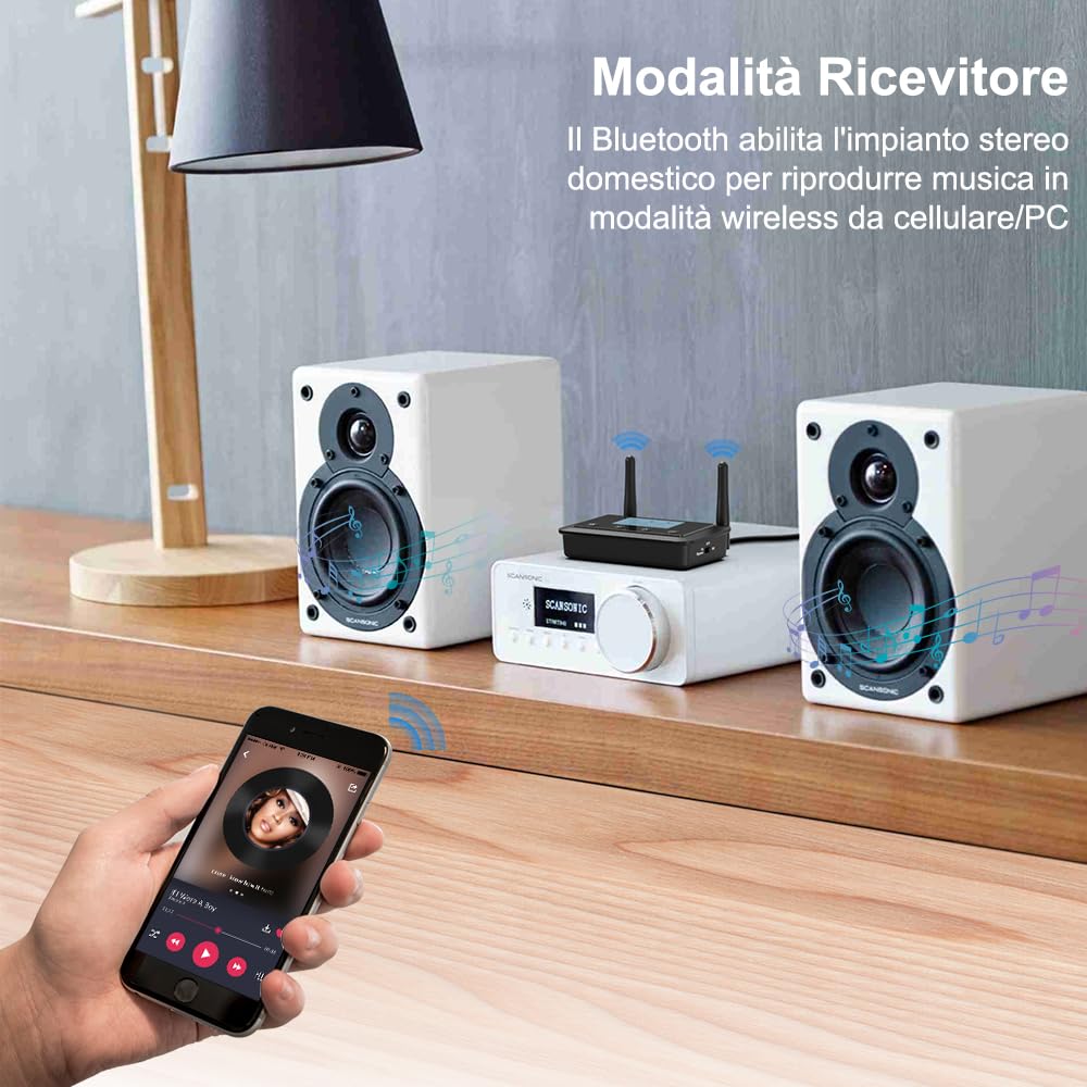 1Mii B03+ Trasmettitore Ricevitore Bluetooth aptX Schermo