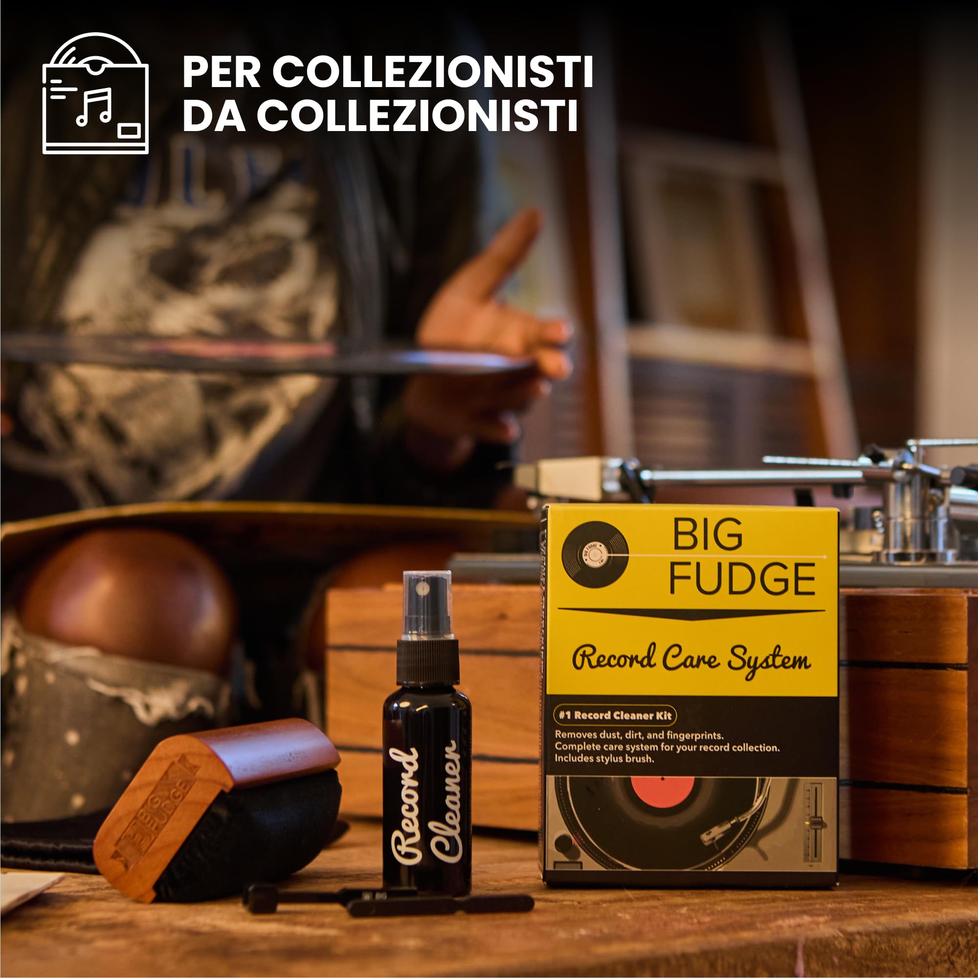 Big Fudge Kit Pulizia Vinili Premium Spazzola Liquido 100ml