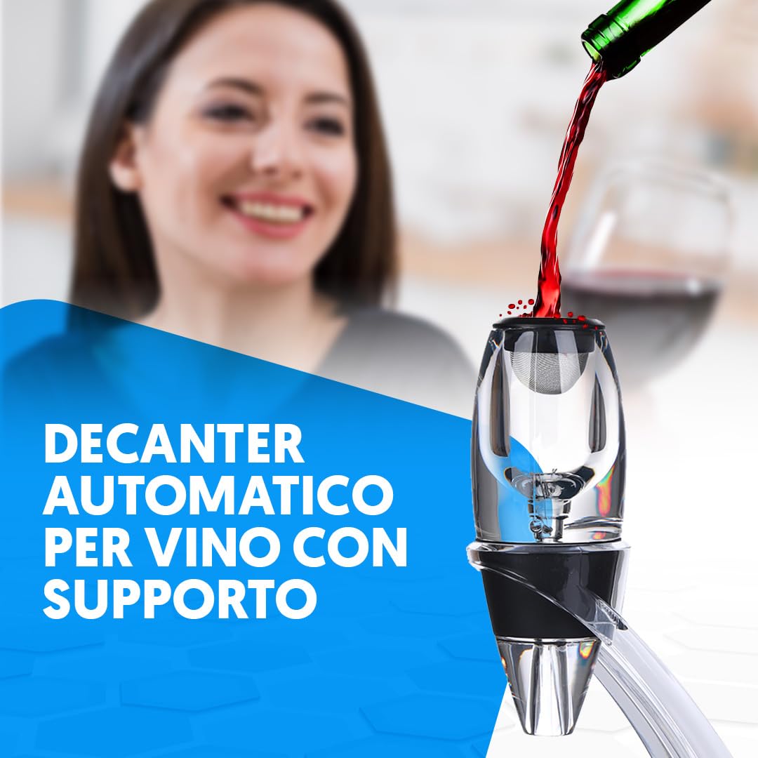 NK Set Decanter Vino acrilico con filtro e supporto
