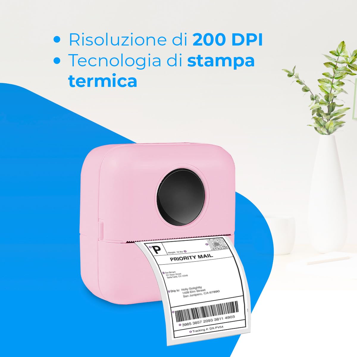 NK Stampante Fotografica Portatile Termica Rosa Bluetooth