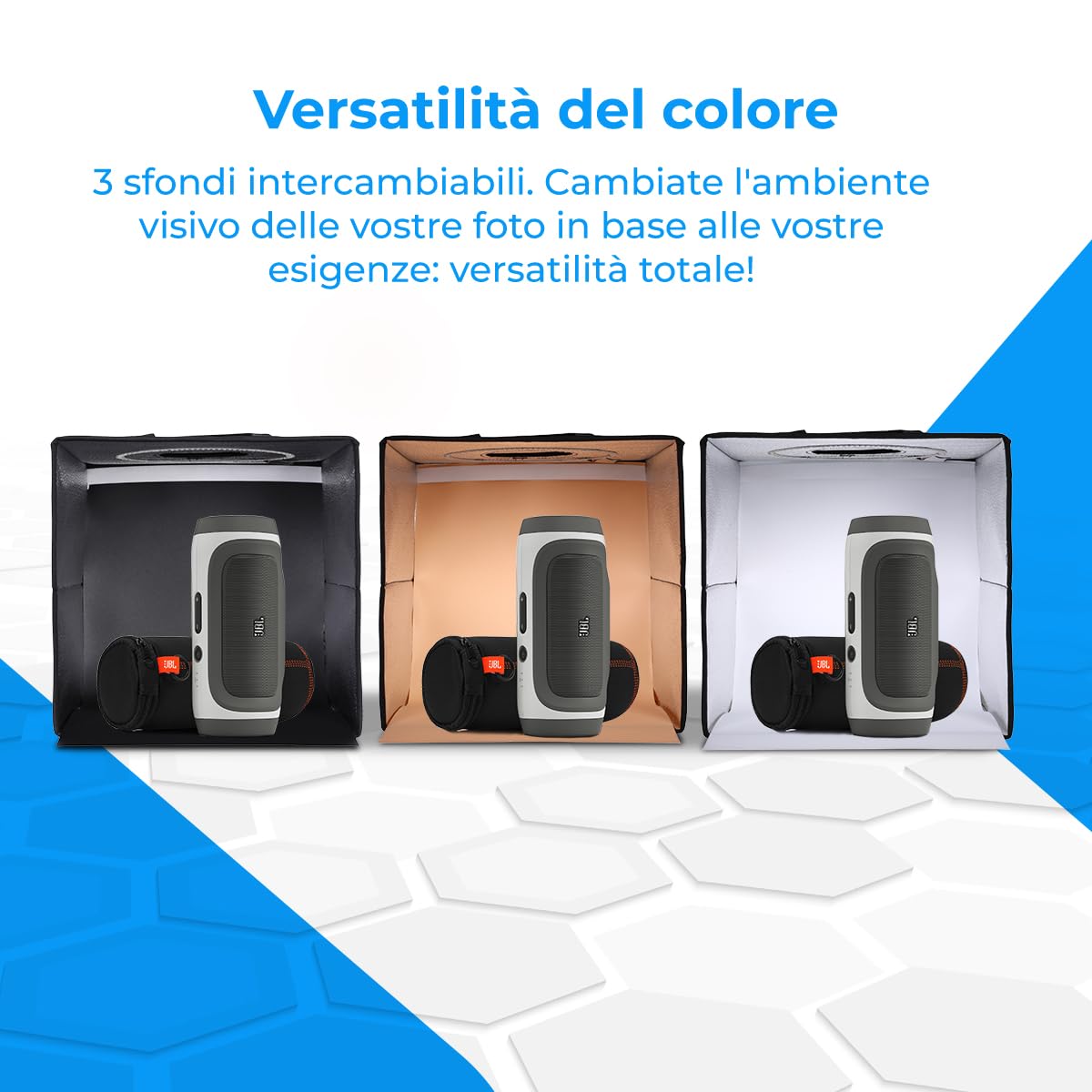 NK Box Fotografico 60x60cm LED 160 con 3 sfondi