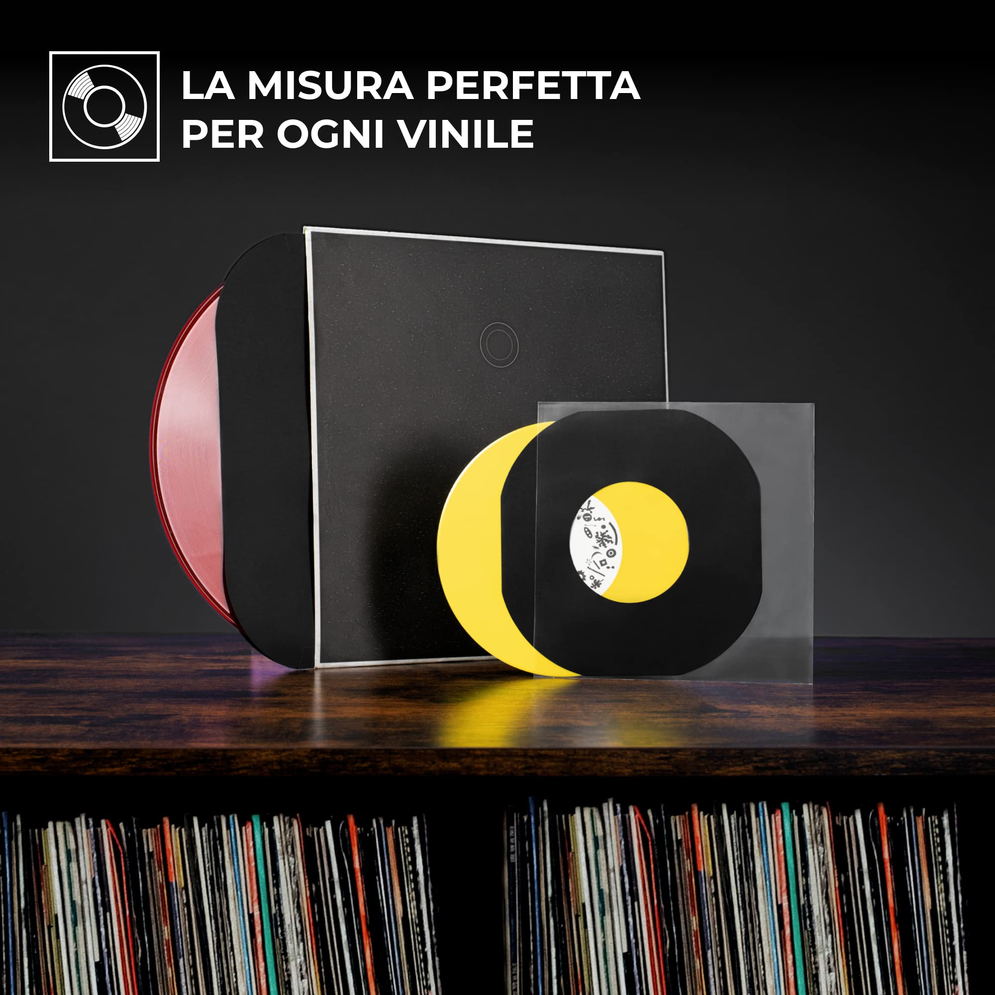Big Fudge Record Jackets buste interne 7" 50x nere carta senza acidi