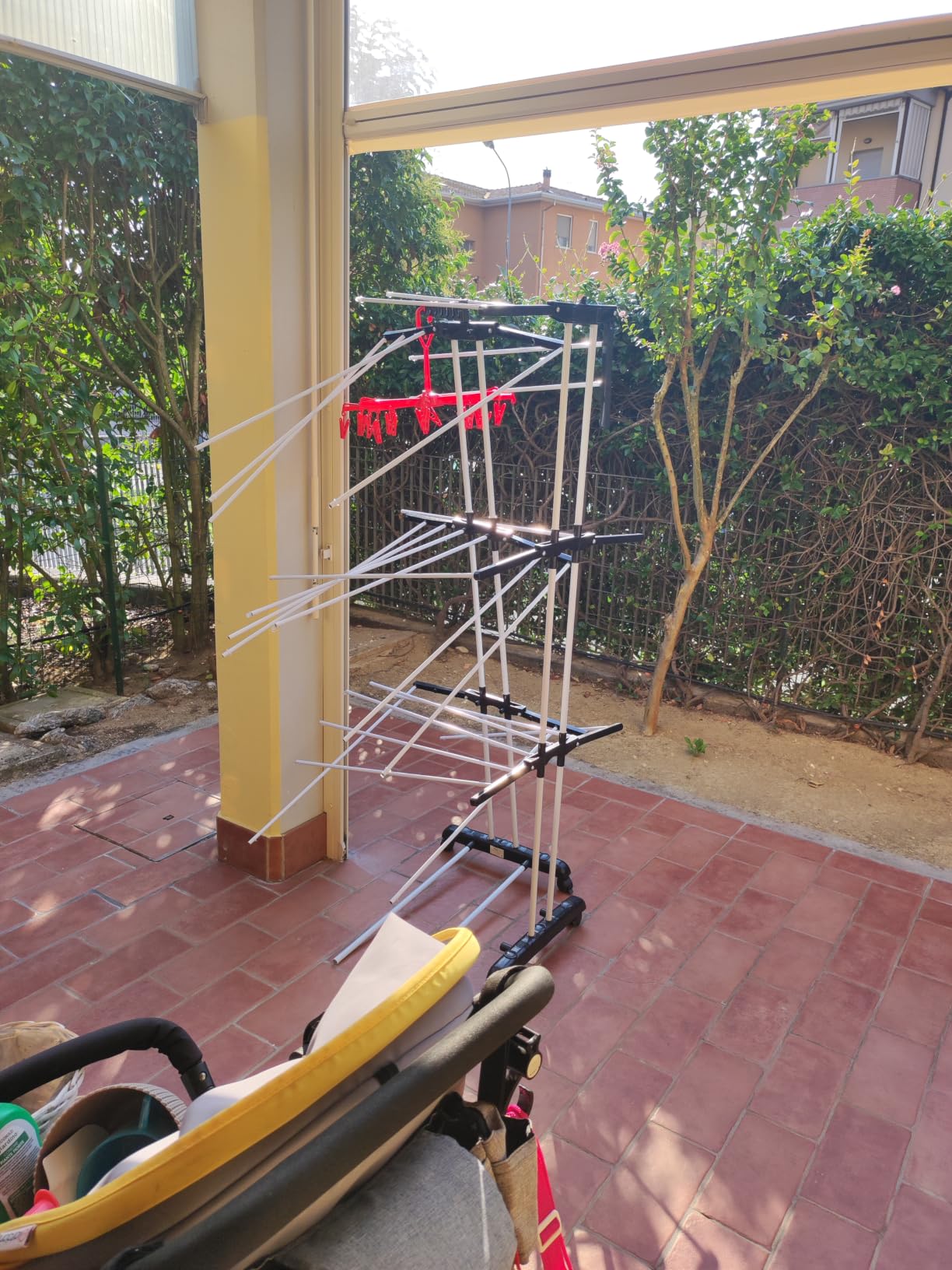 NK Stendino Verticale 4 Livelli Nero Bianco 19 m con Ruote
