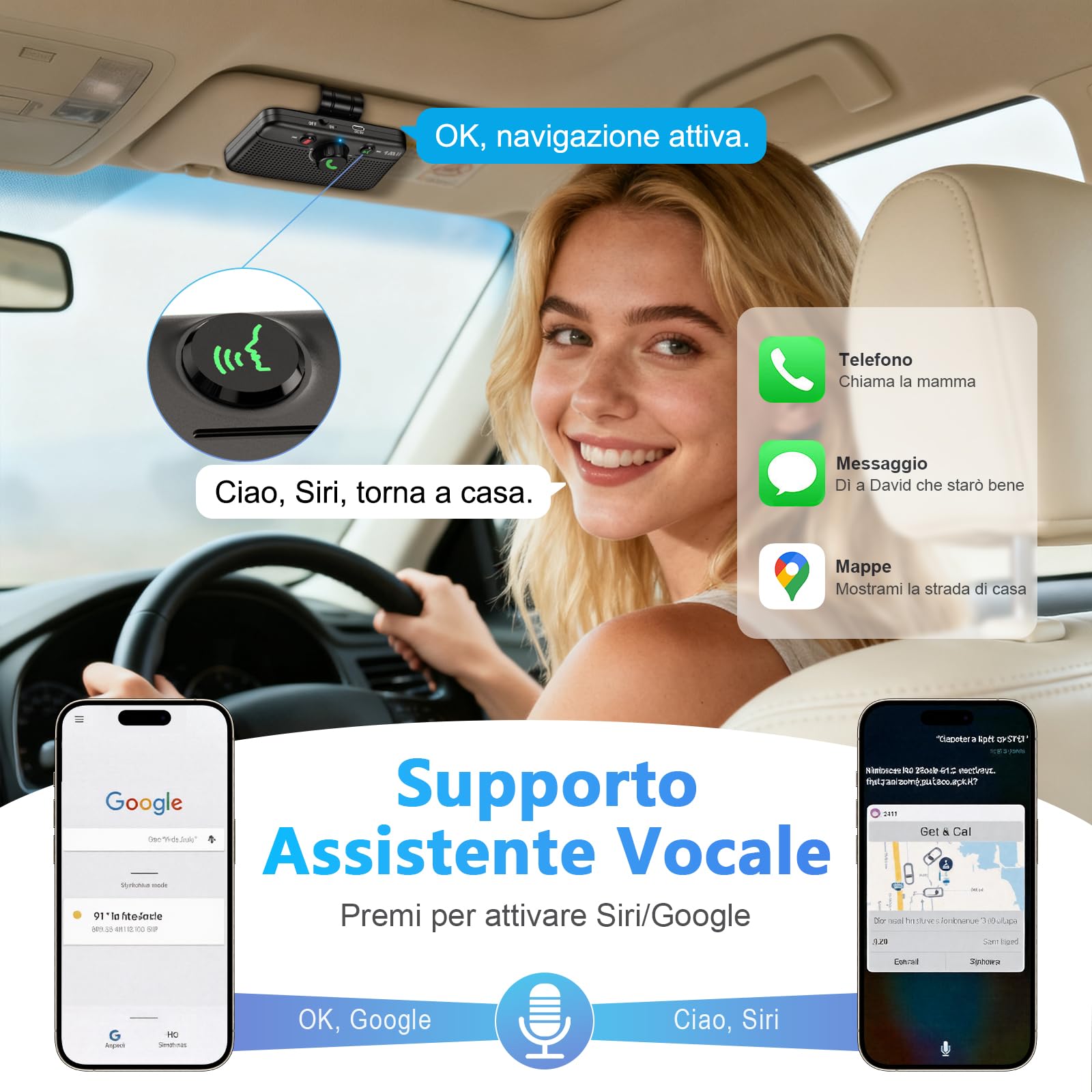 1Mii CarEcho MK02 Vivavoce Auto Bluetooth 5W 35 Ore