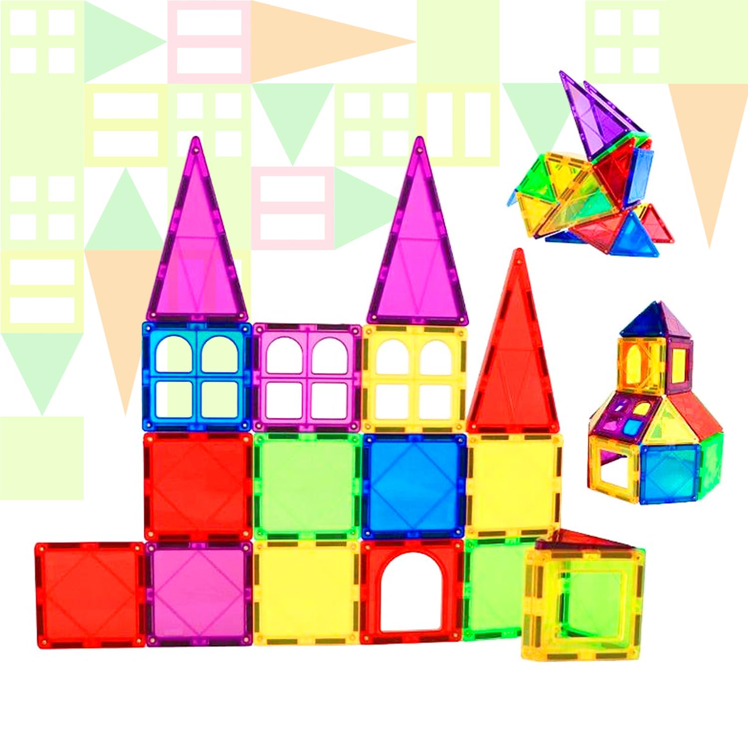NK Magnetic Tiles Costruzioni Magnetiche 65 Pezzi Gioco