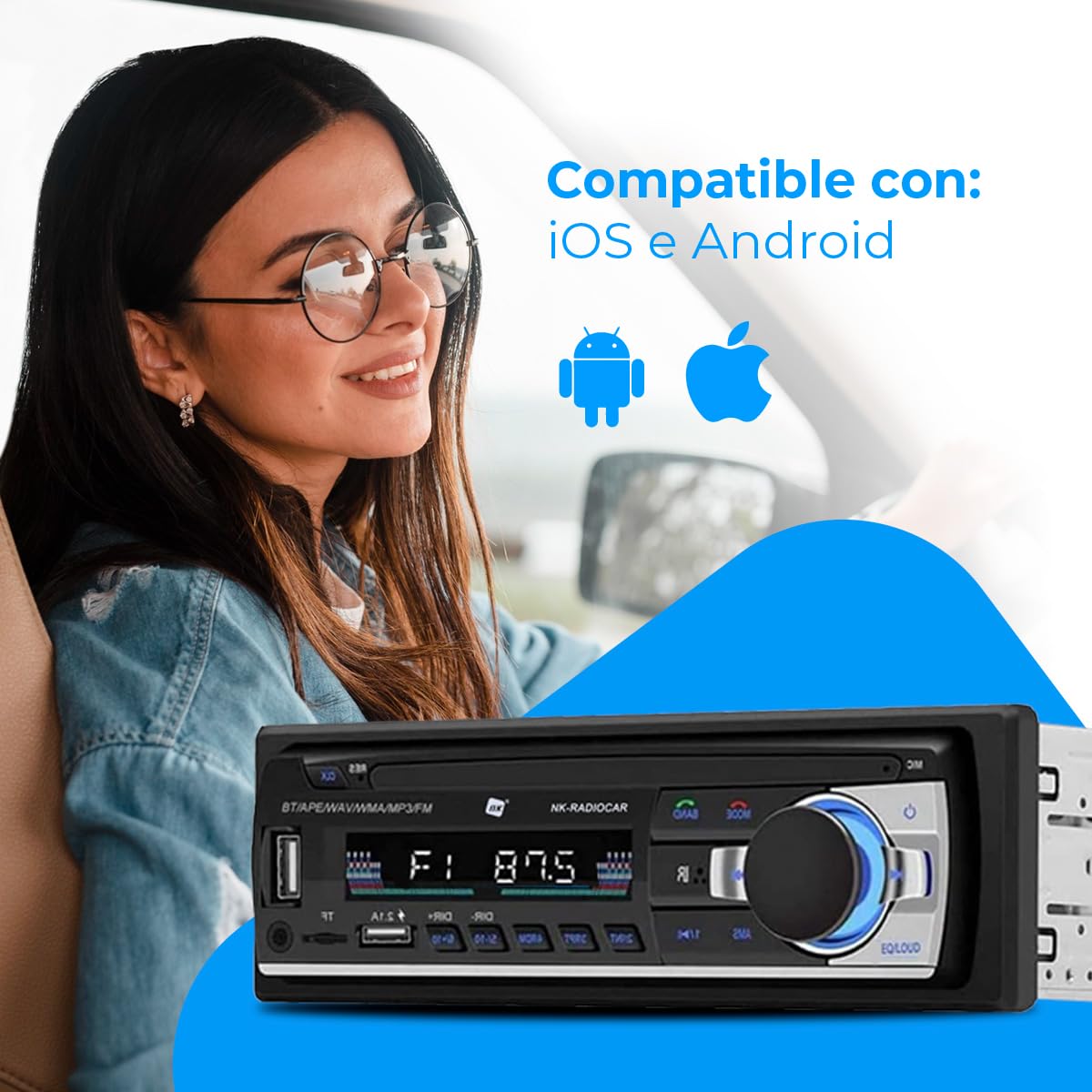 NK Radiocare Autoradio Bluetooth 1 DIN 4x40W