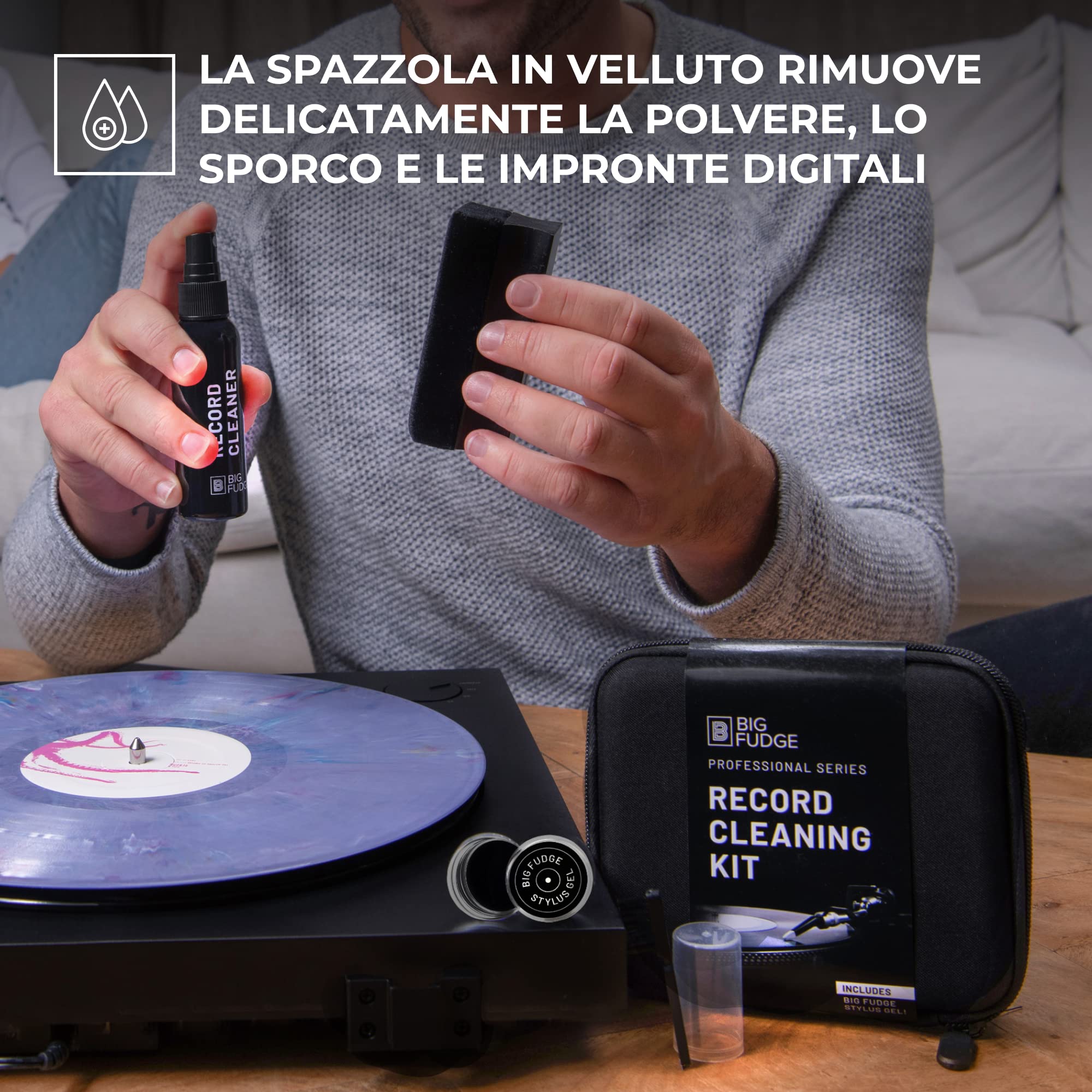 Big Fudge Vinyl Cleaning Kit Pulizia Vinili 4 in 1 Velluto