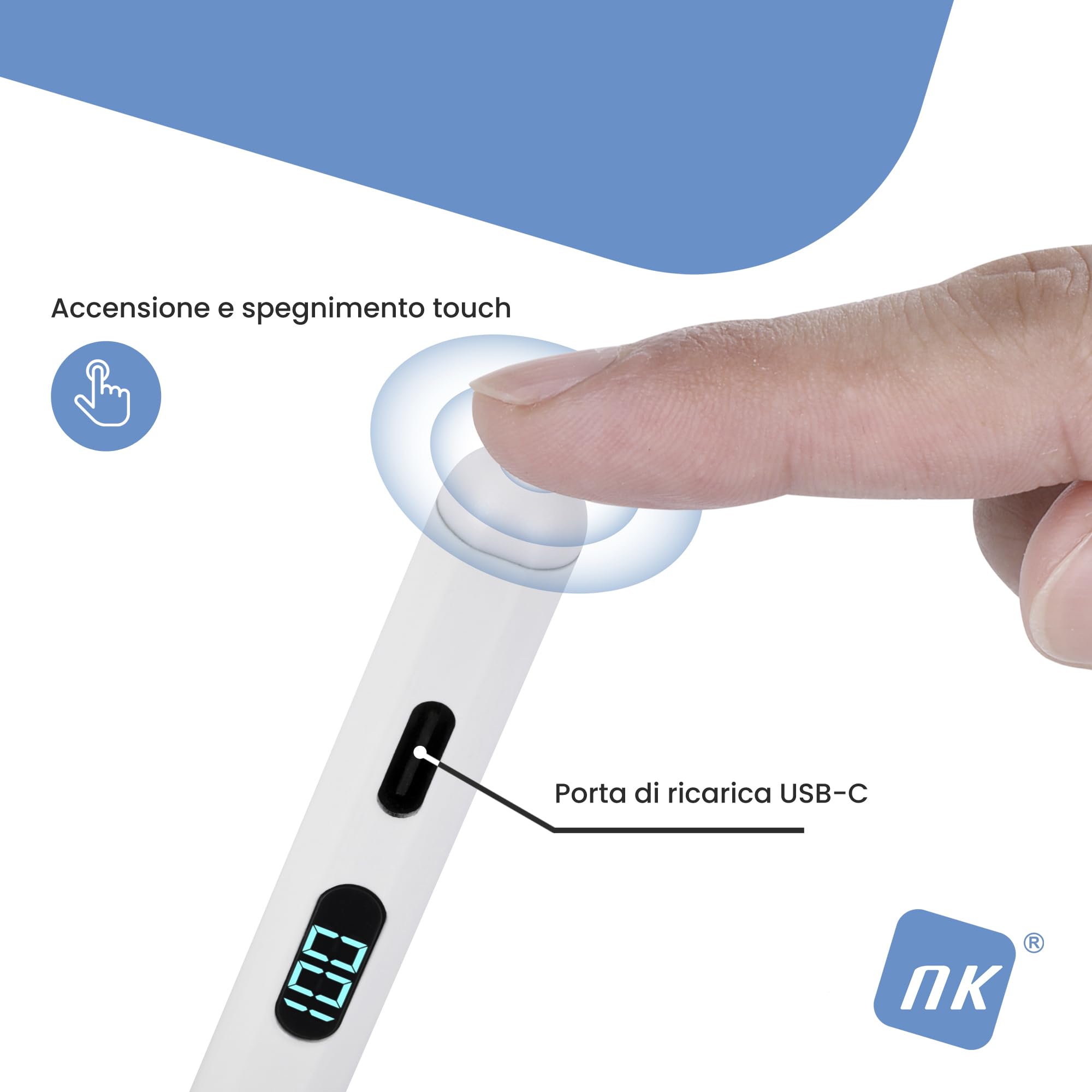 NK Penna per iPad Nero Magnetica 9 Ore LED