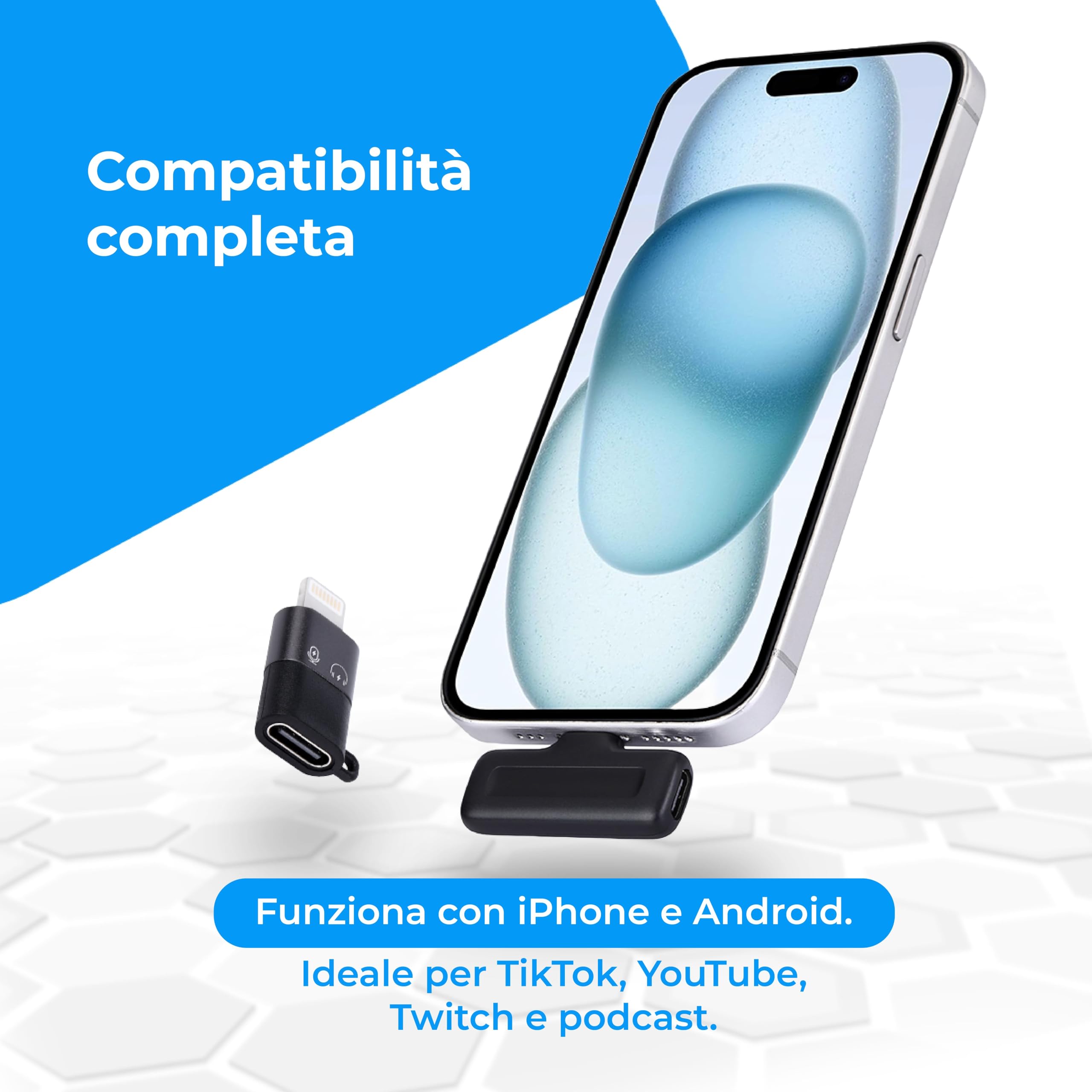 NK Microfono Lavalier Wireless 2 Mic + Custodia Riduzione Rumore