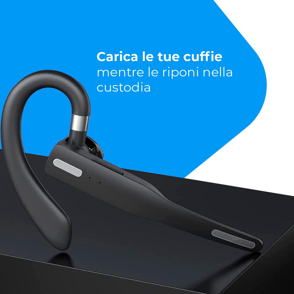 NK Auricolare Bluetooth Mono con Custodia Ricarica Lavoro