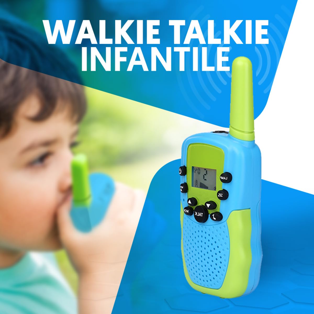 NK walkie-talkie bambini blu/verde 22 canali 3 km torcia