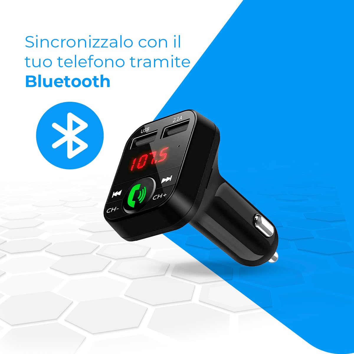 NK Automobile Trasmettitore FM Bluetooth Auto Doppia USB