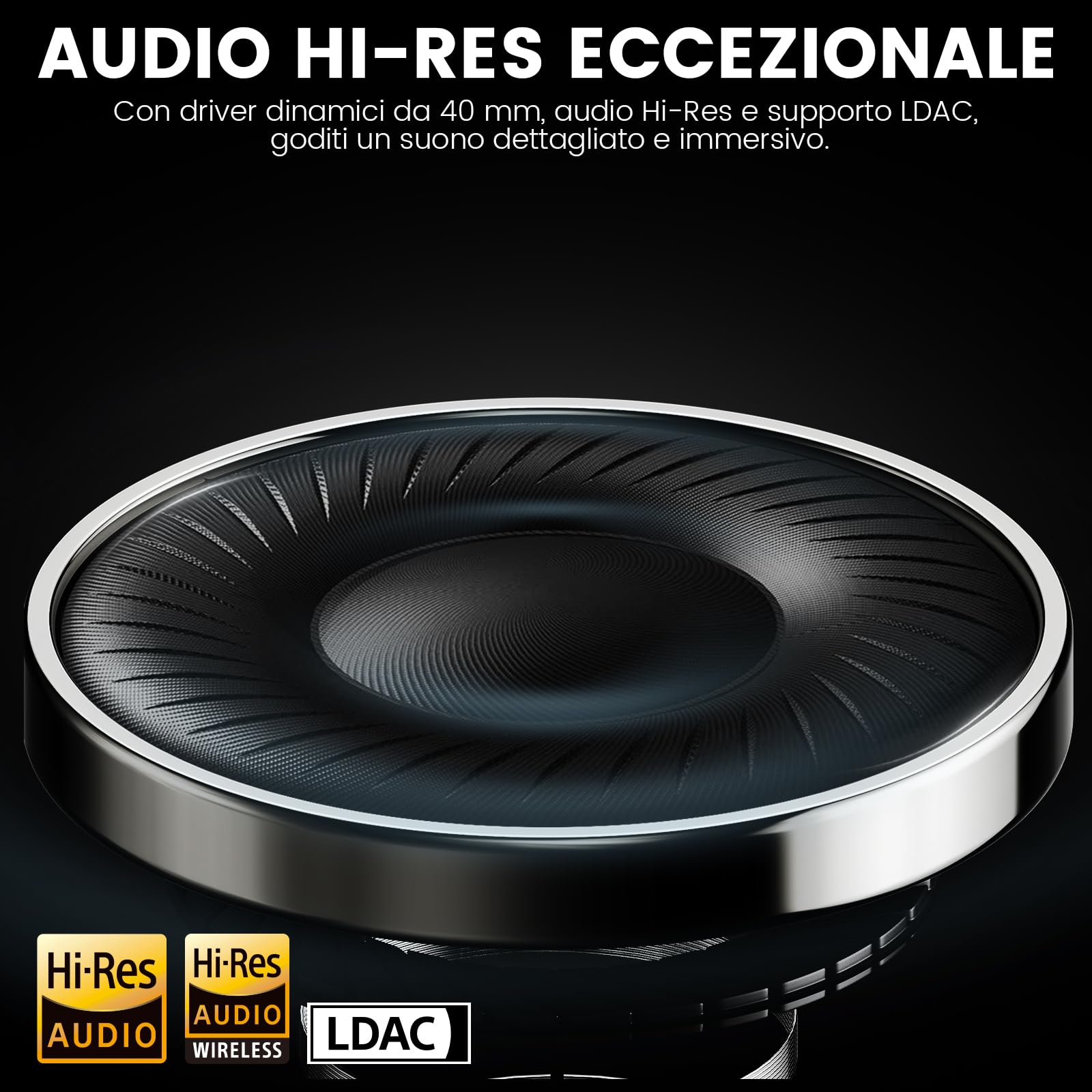 1Mii Y8+ Cuffie Bluetooth Over-Ear ANC Beige 100 Ore