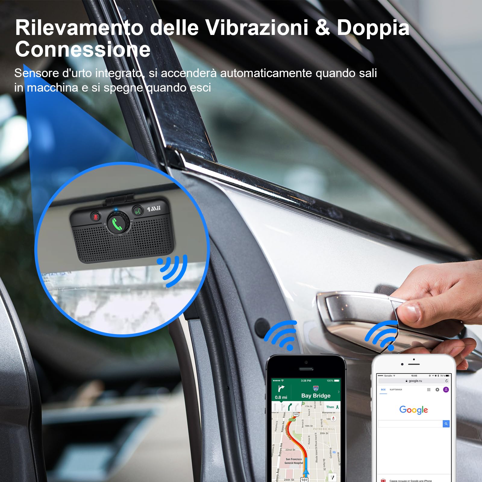 1Mii MK02 Vivavoce Auto Bluetooth 5.3 Altoparlante 3W