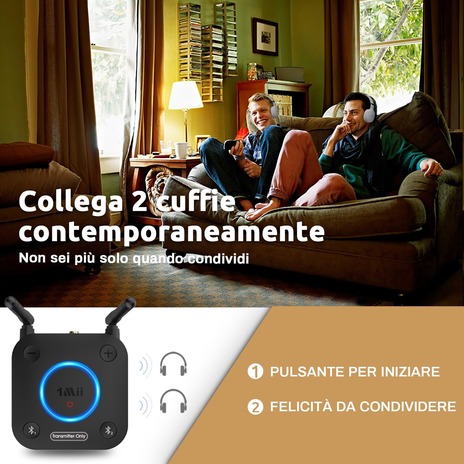 1Mii B06TX trasmettitore Bluetooth TV 5.3 aptX 2 cuffie