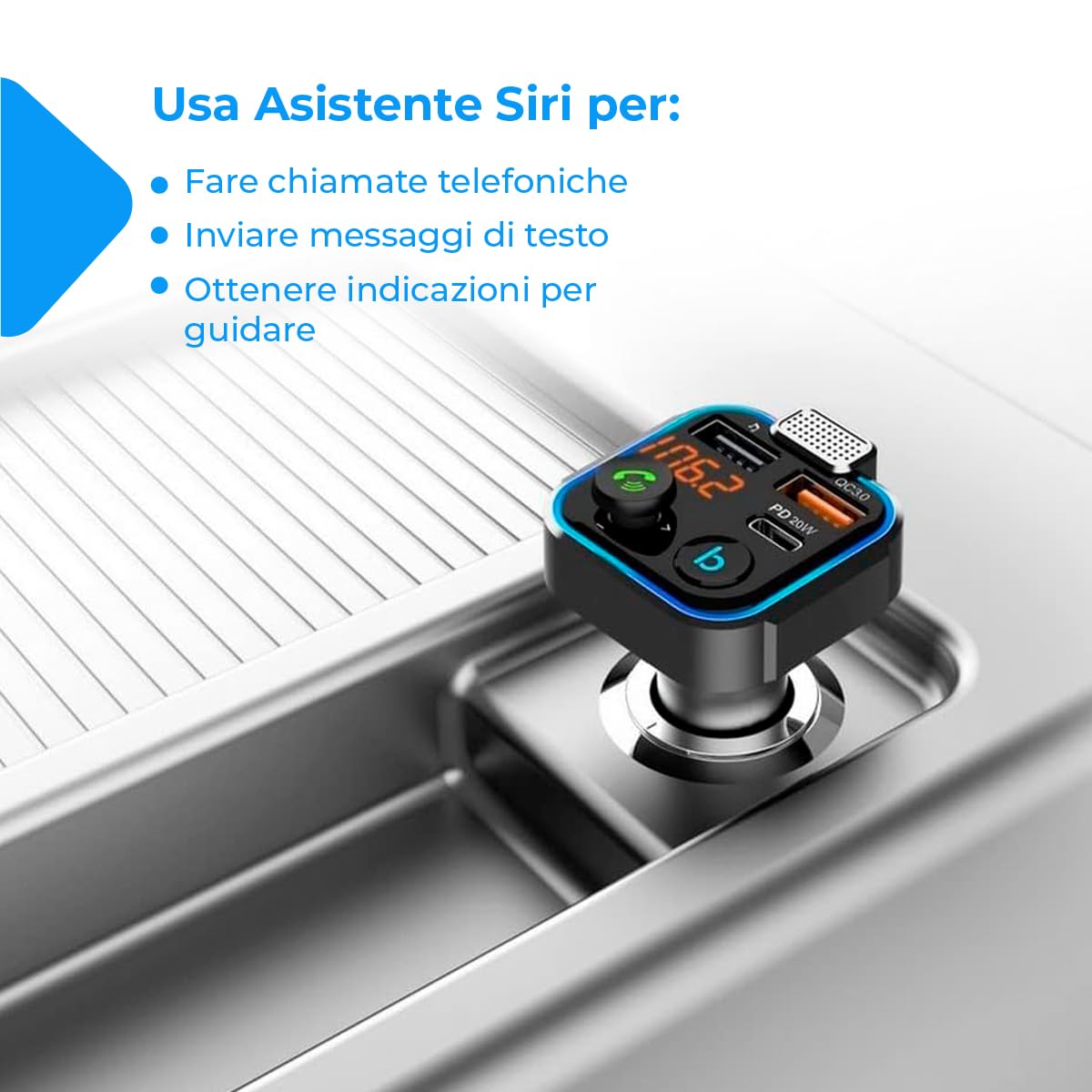 NK Trasmettitore FM Auto Bluetooth 5.0 PD 20W QC3.0