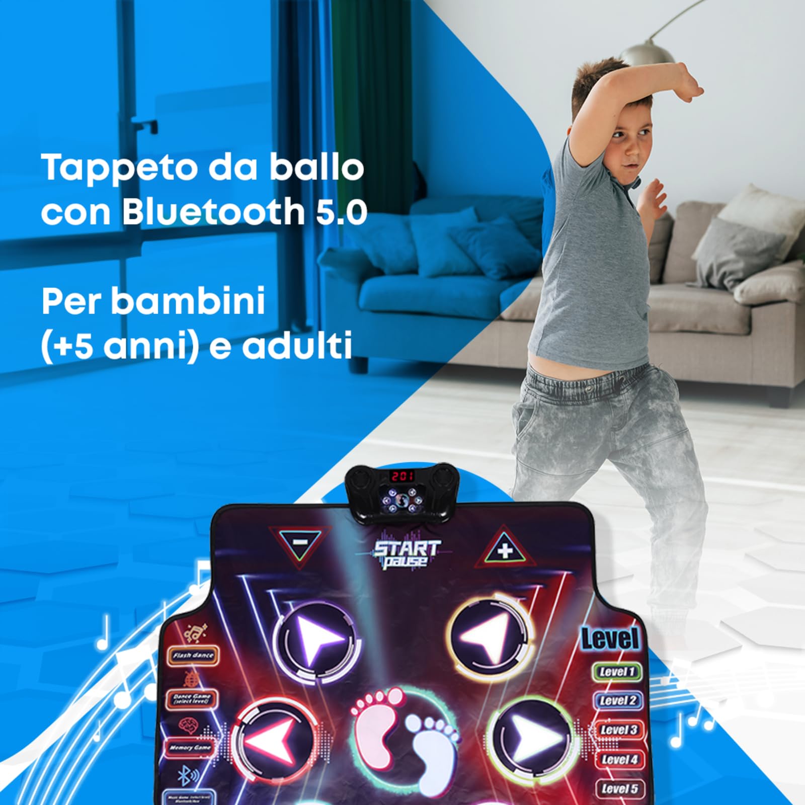 NK tappetino ballo bluetooth 100x89 cm 7 modalità