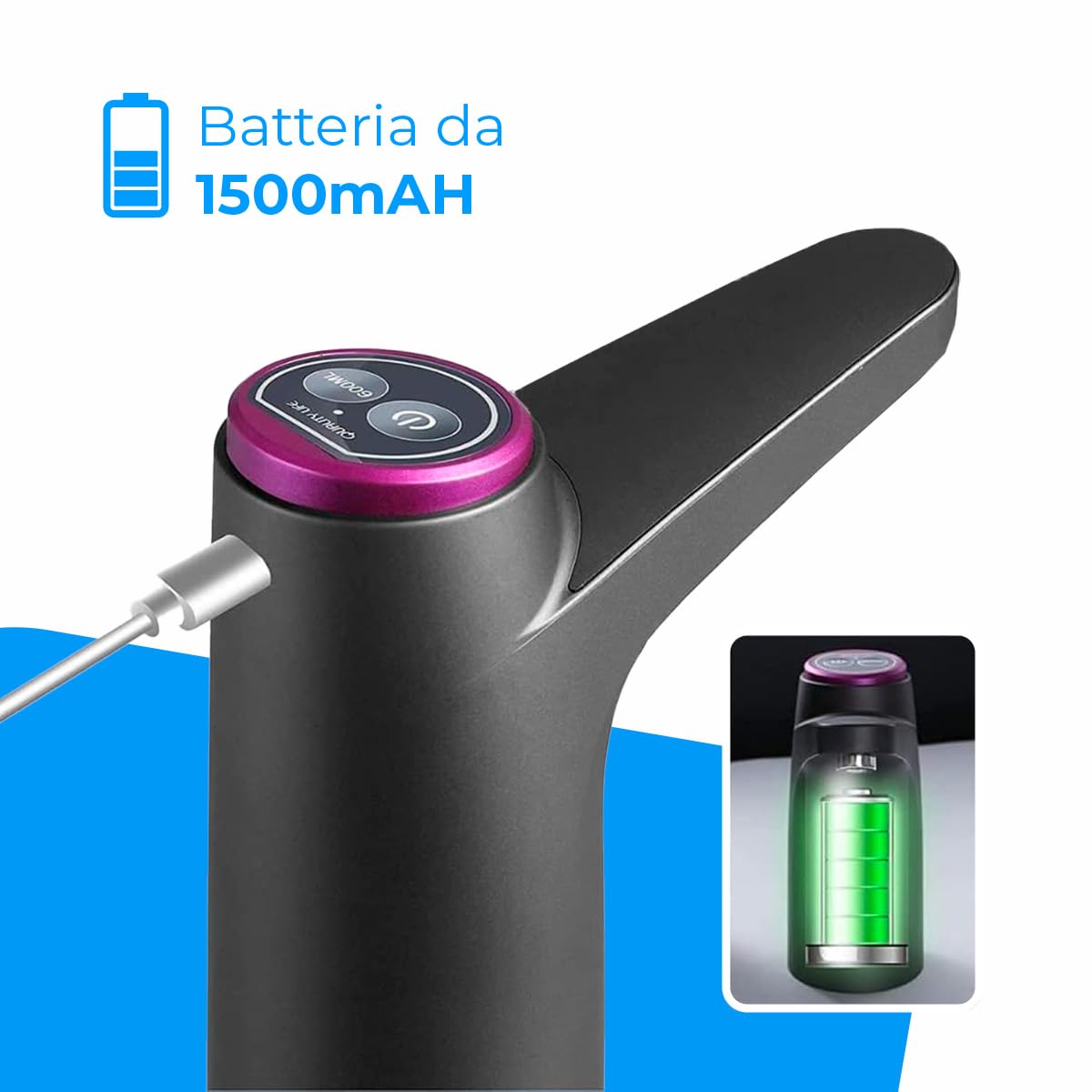 NK Casa e Cucina Distributore Acqua Elettrico Nero USB