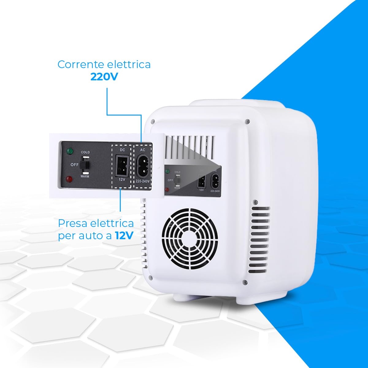 NK Casa e Cucina Mini Frigorifero Portatile 4L Bianco Caldo-Freddo