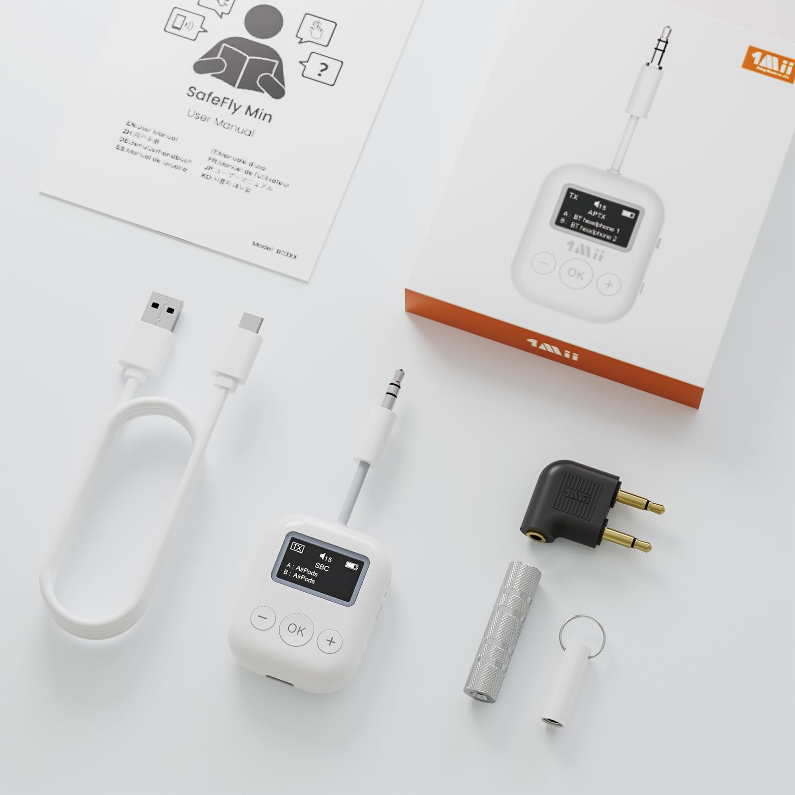 1Mii SafeFly Min trasmettitore bluetooth aptX LL display OLED 25 ore