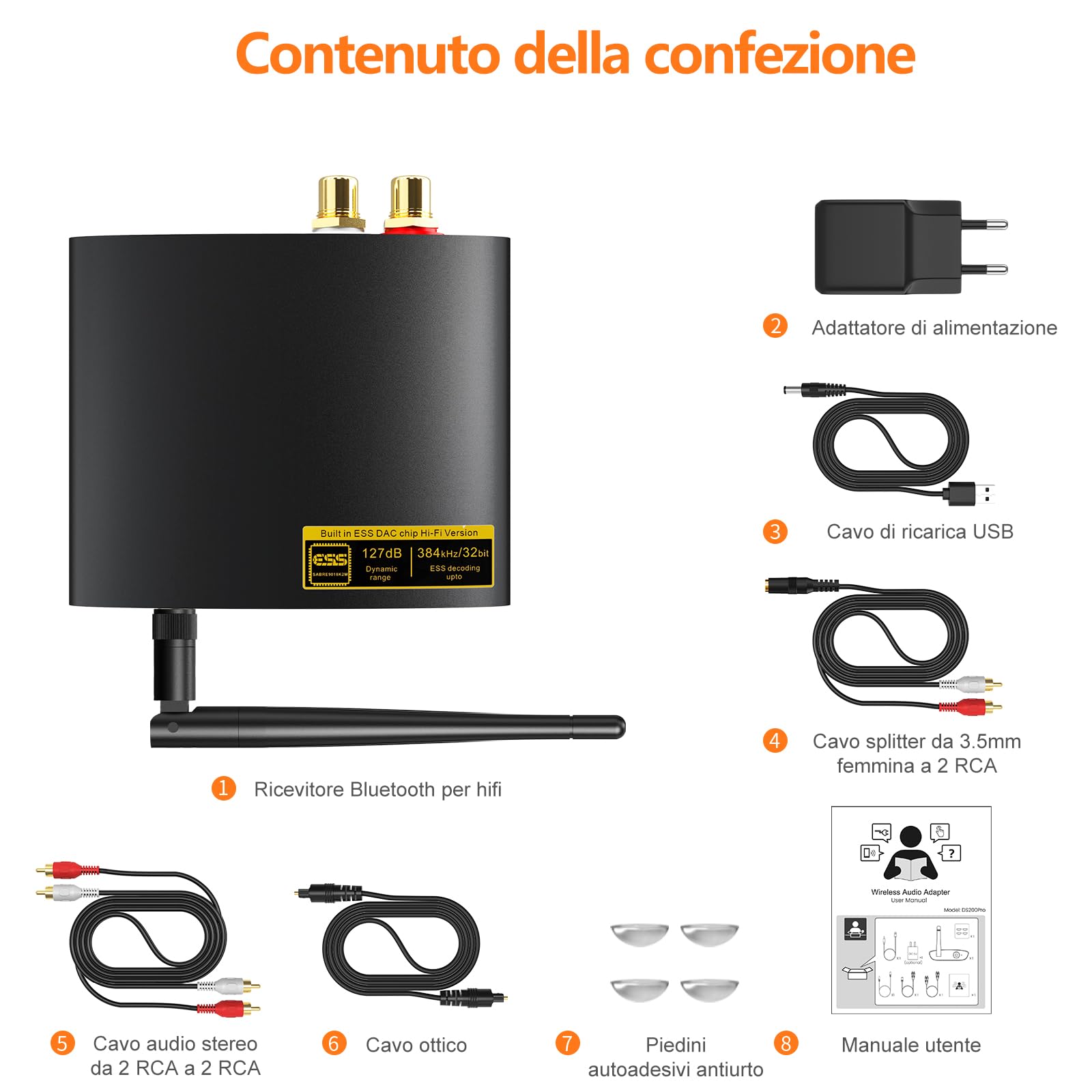 1Mii DS200Pro ricevitore bluetooth 5.3 LDAC DAC ottico RCA