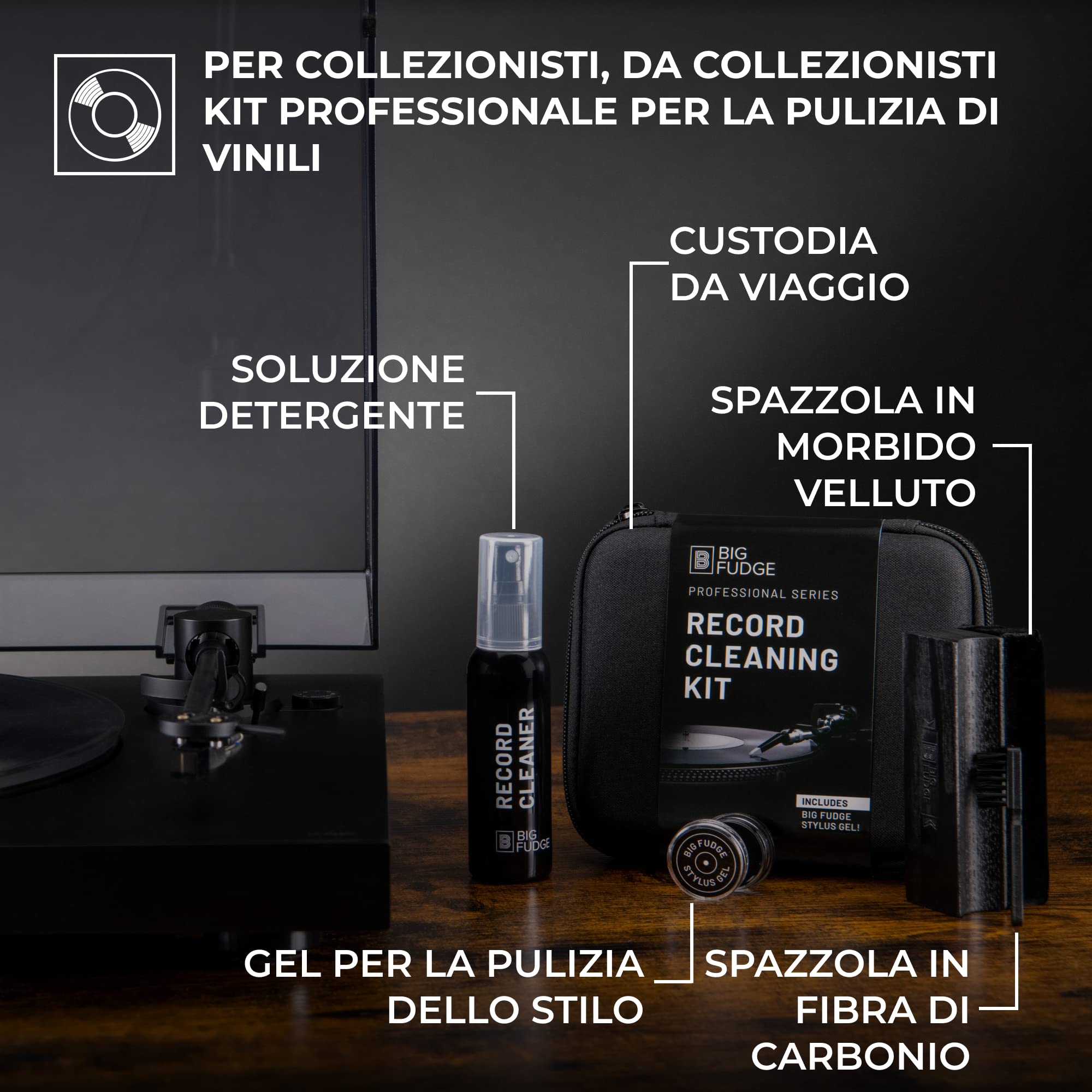 Big Fudge Vinyl Cleaning Kit Pulizia Vinili 4 in 1 Velluto