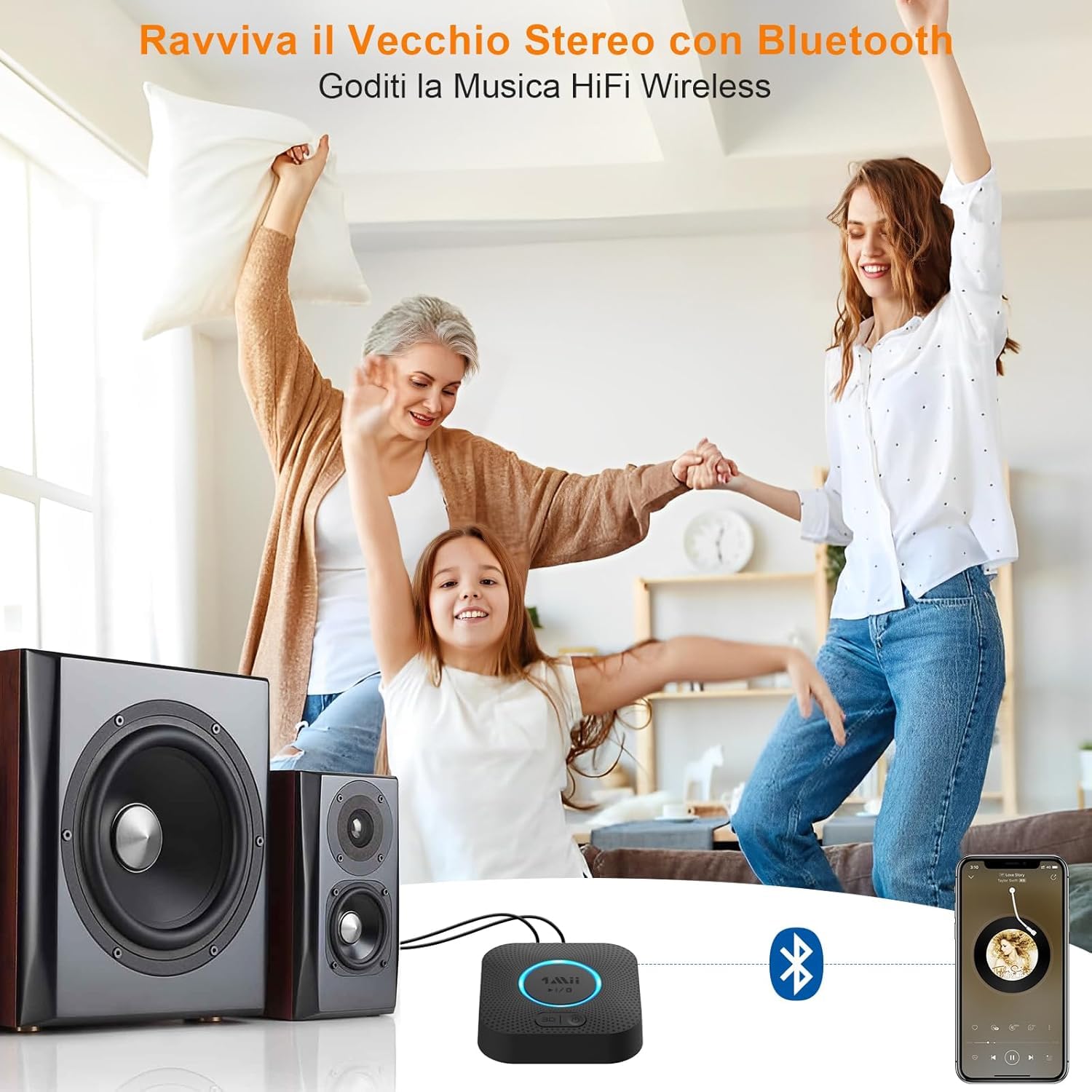 1Mii Bluetooth Receiver B06+ Ricevitore aptX HD RCA 50m