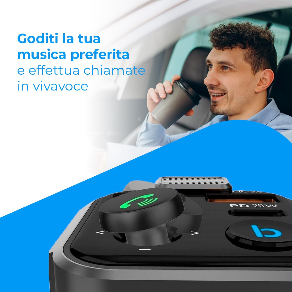 NK Trasmettitore FM Auto Bluetooth 5.0 PD 20W QC3.0