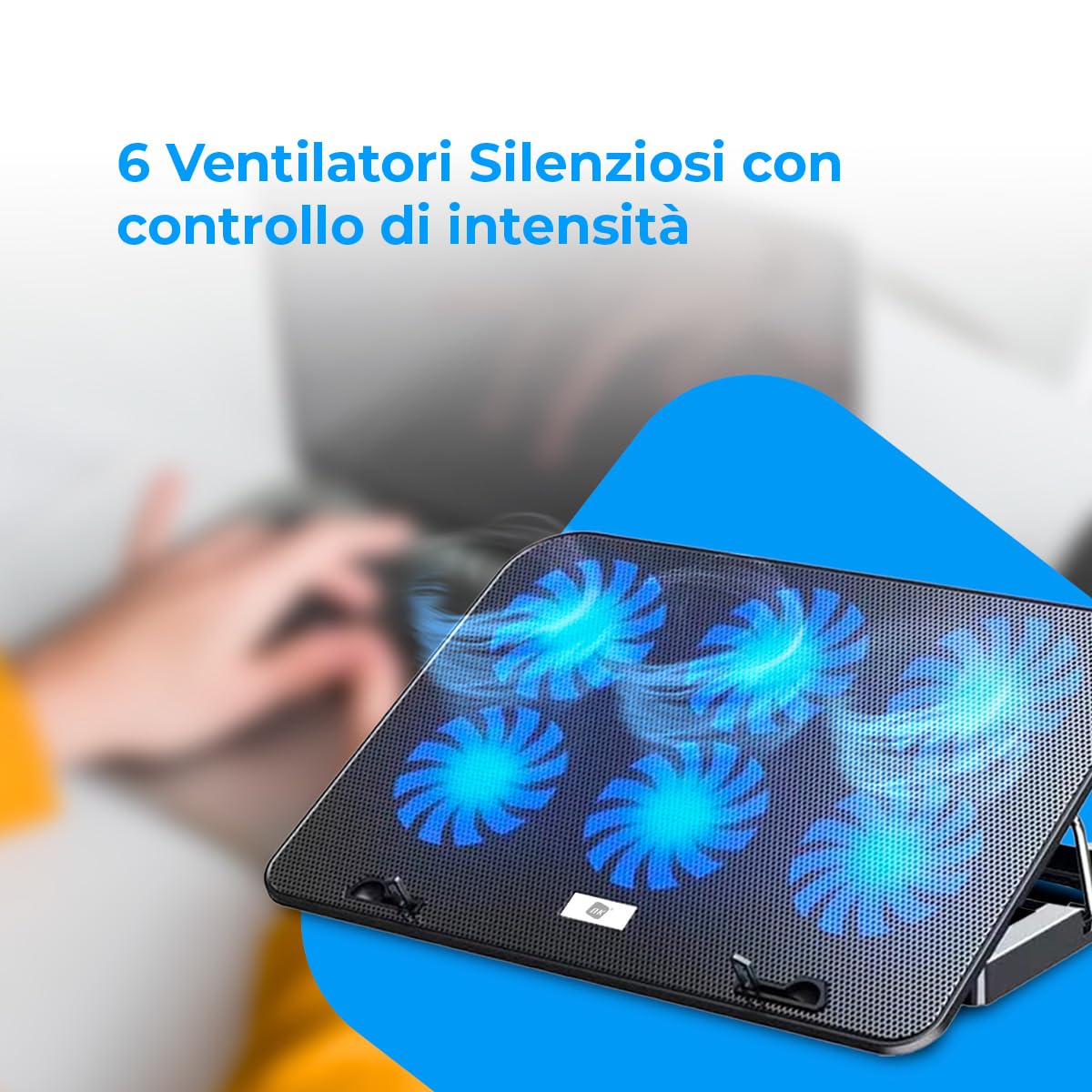 NK PC e Giochi Base Raffreddamento Laptop 6 Ventole LED Blu Nero