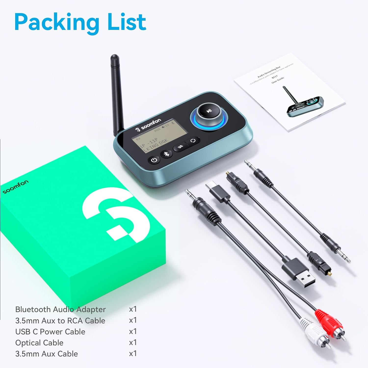 SOOMFON Bluetooth Transceiver adattatore ottico RCA Aux