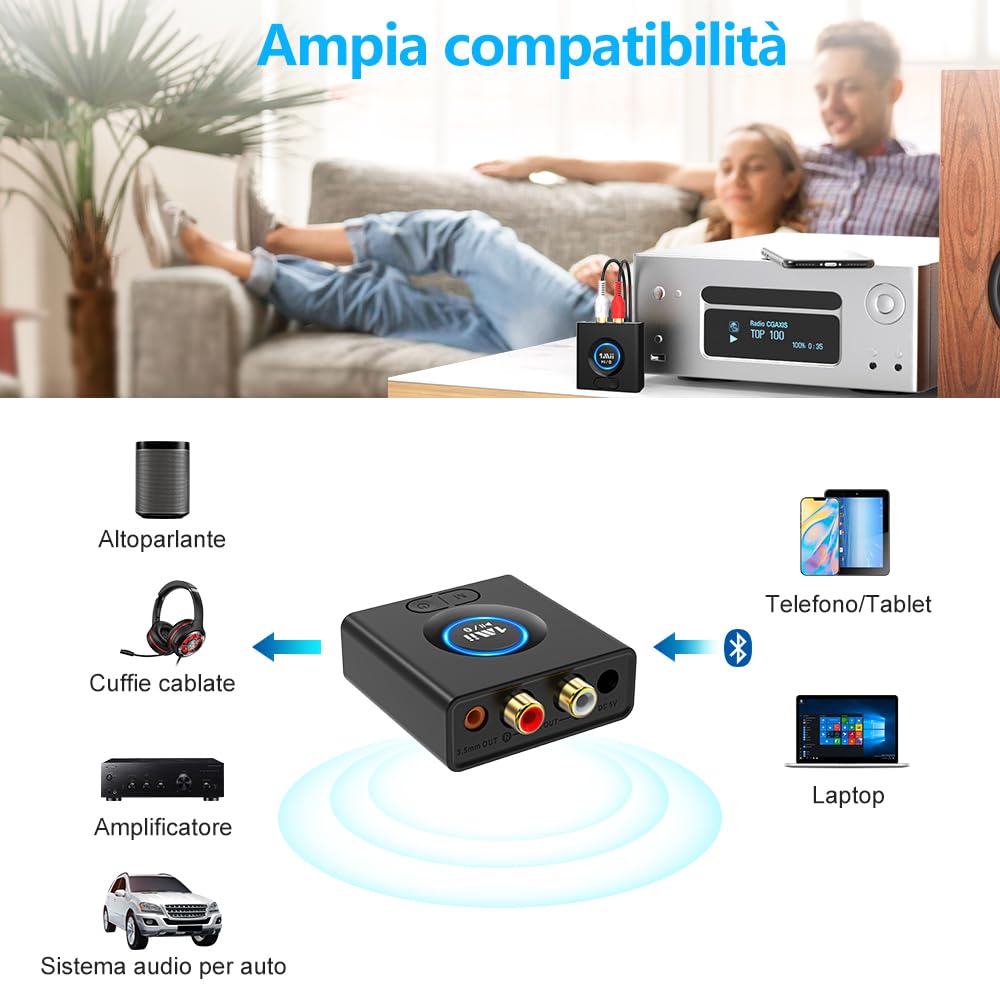 1Mii ML200 Ricevitore Bluetooth Batteria 12 Ore Bassi