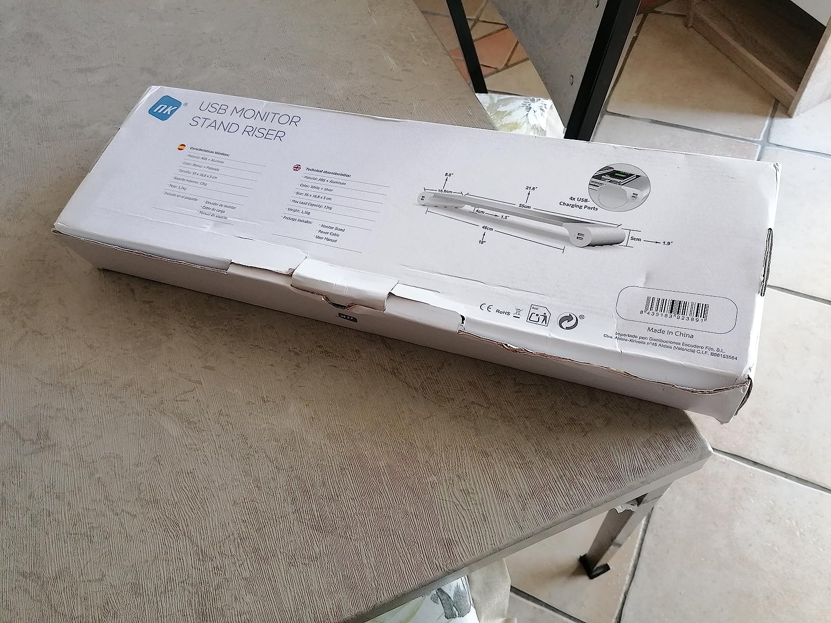 NK Supporto Monitor Alluminio USB 4 Porte 22W Argento