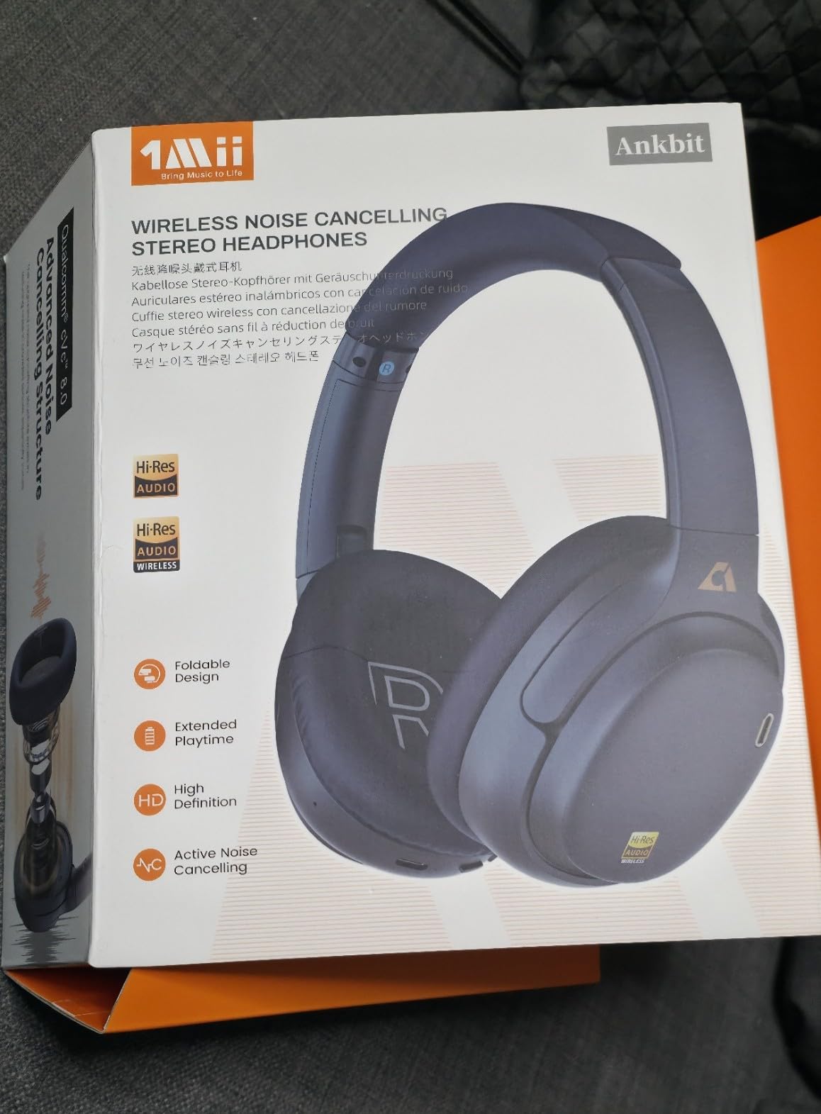1Mii E700 Cuffie Bluetooth Over-Ear ANC Blu 75 Ore