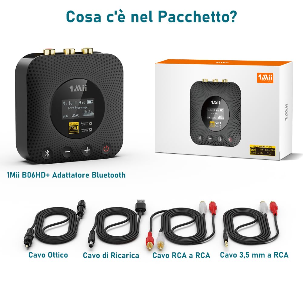 1Mii B06HD+ Ricevitore Bluetooth HiFi LDAC aptX HD RCA
