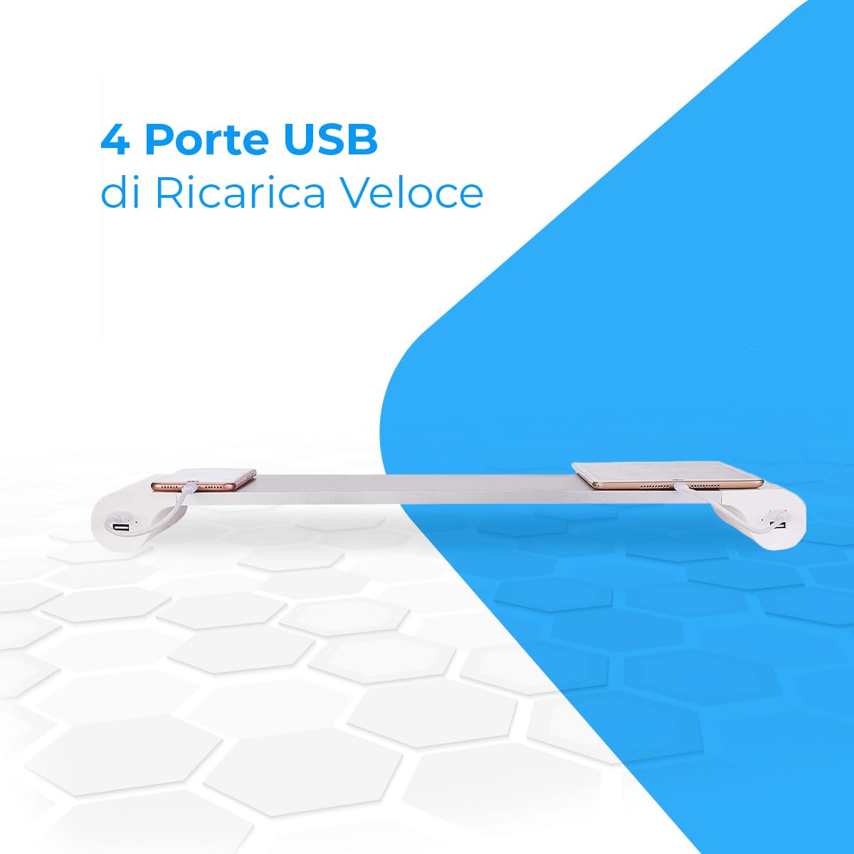 NK Supporto Monitor Alluminio USB 4 Porte 22W Argento
