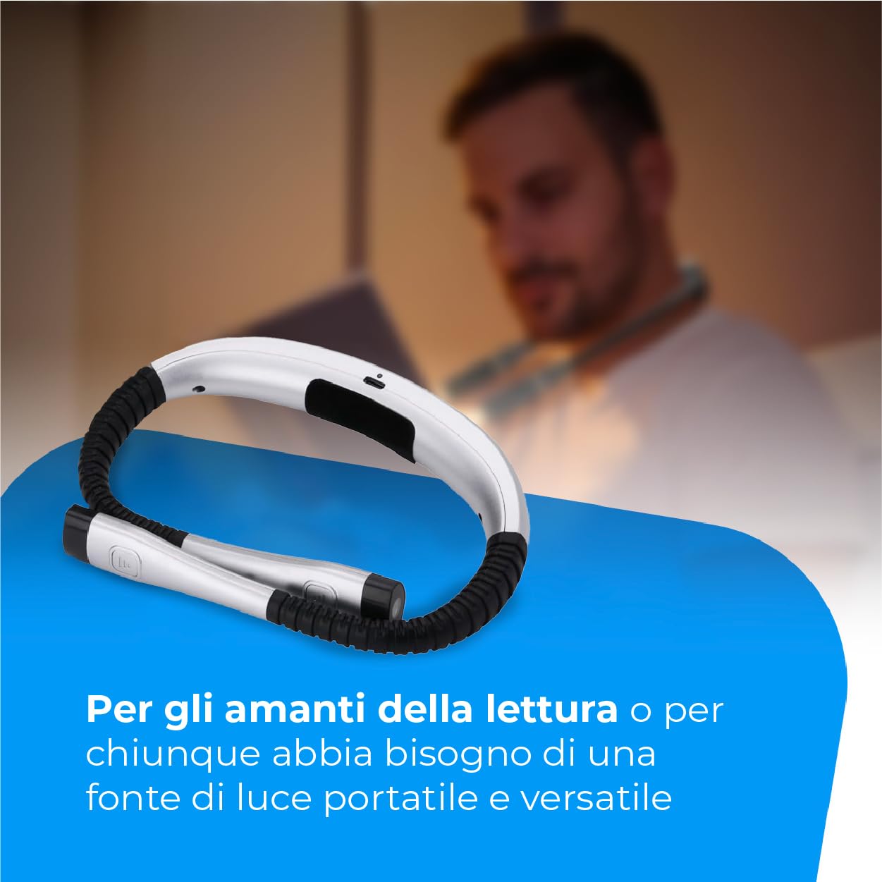 NK lampada da collo lettura LED ricaricabile bracci flessibili