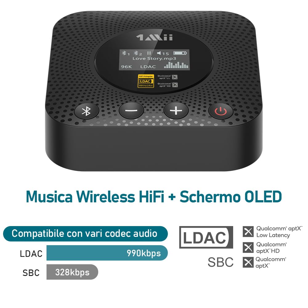 1Mii B06HD+ Ricevitore Bluetooth HiFi LDAC aptX HD RCA
